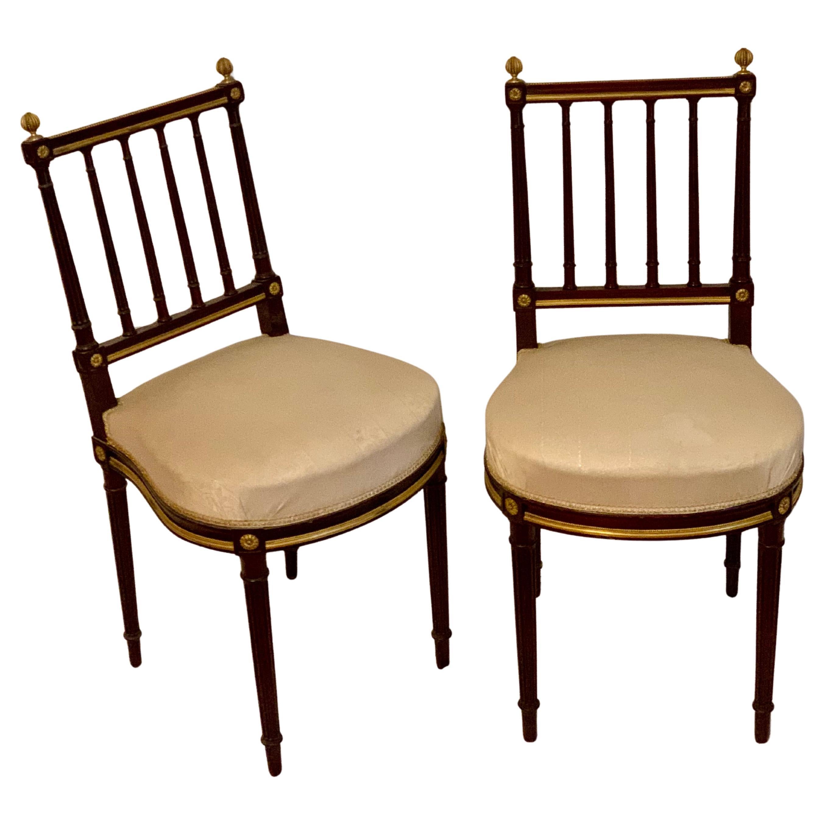 Pareja de sillas mohagany y bronce
