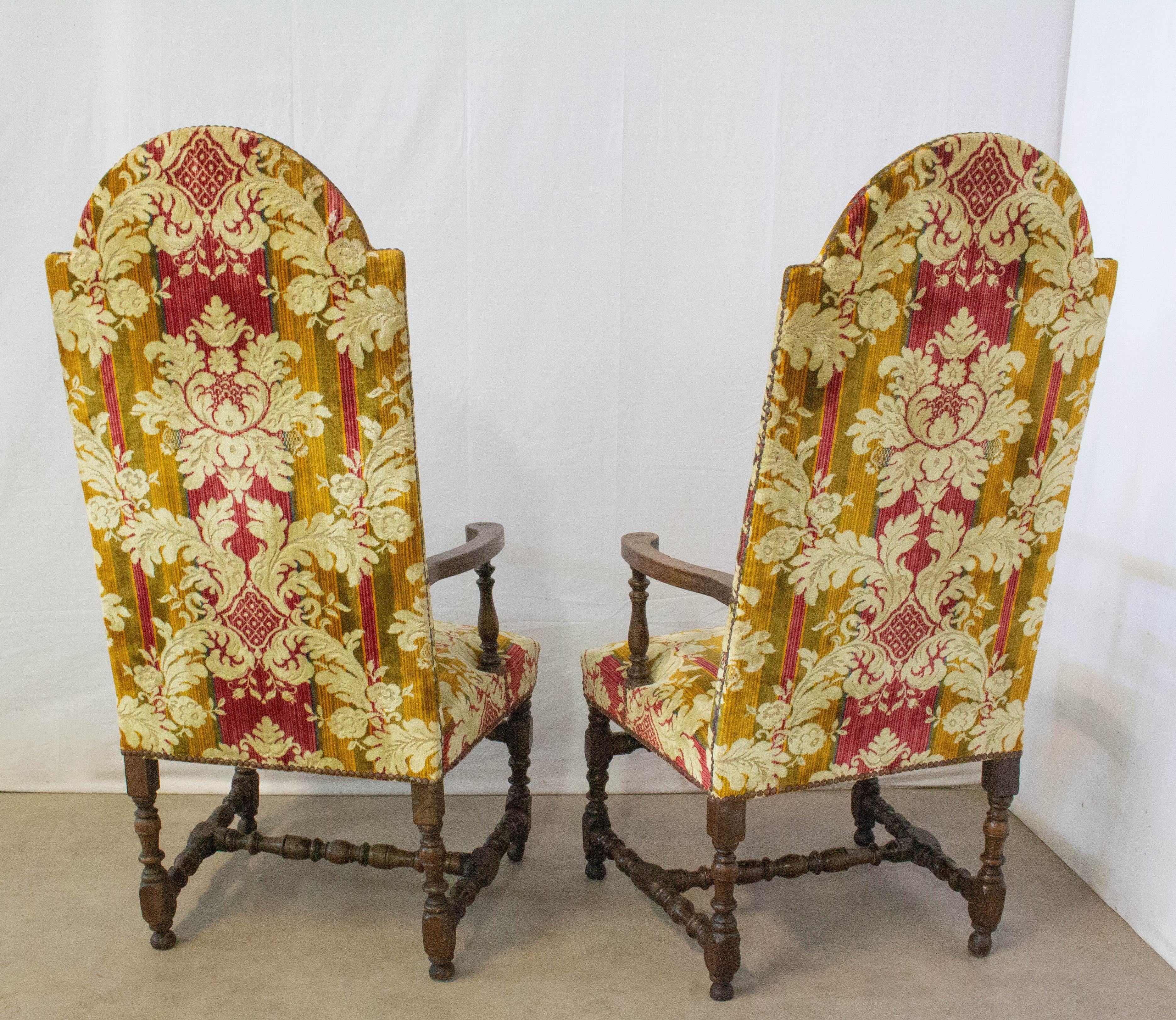 Mid-18th Century Pair of Chairs Open Armchairs French 18th Century Louis XIII