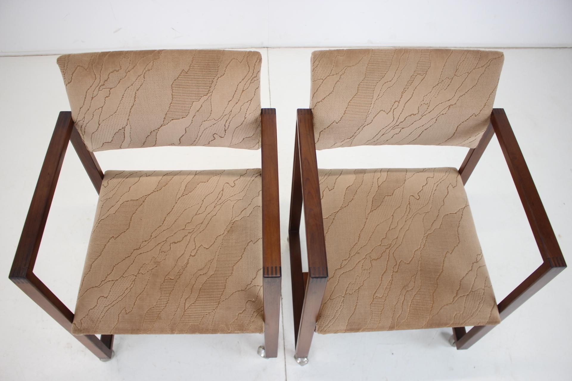Mid-Century Modern Pair of Chairs or Armchairs Czechoslovakia, 1980s For Sale