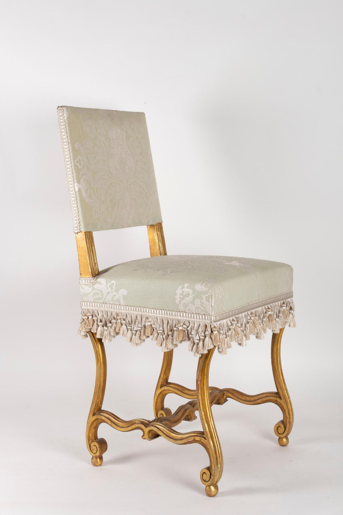 Pair of Chairs, Sheep Bones, Carved and Gilded Wooden, Napoleon III Period 6