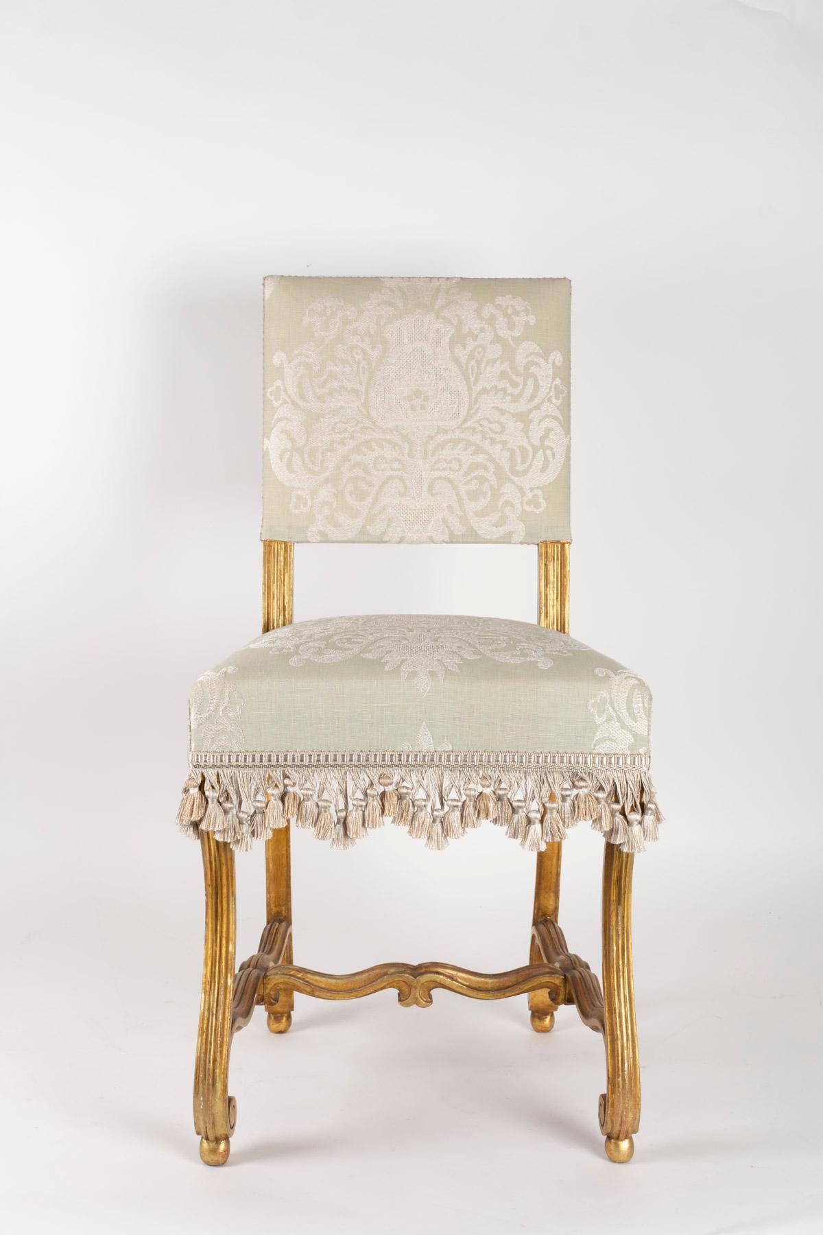 Late 19th Century Pair of Chairs, Sheep Bones, Carved and Gilded Wooden, Napoleon III Period