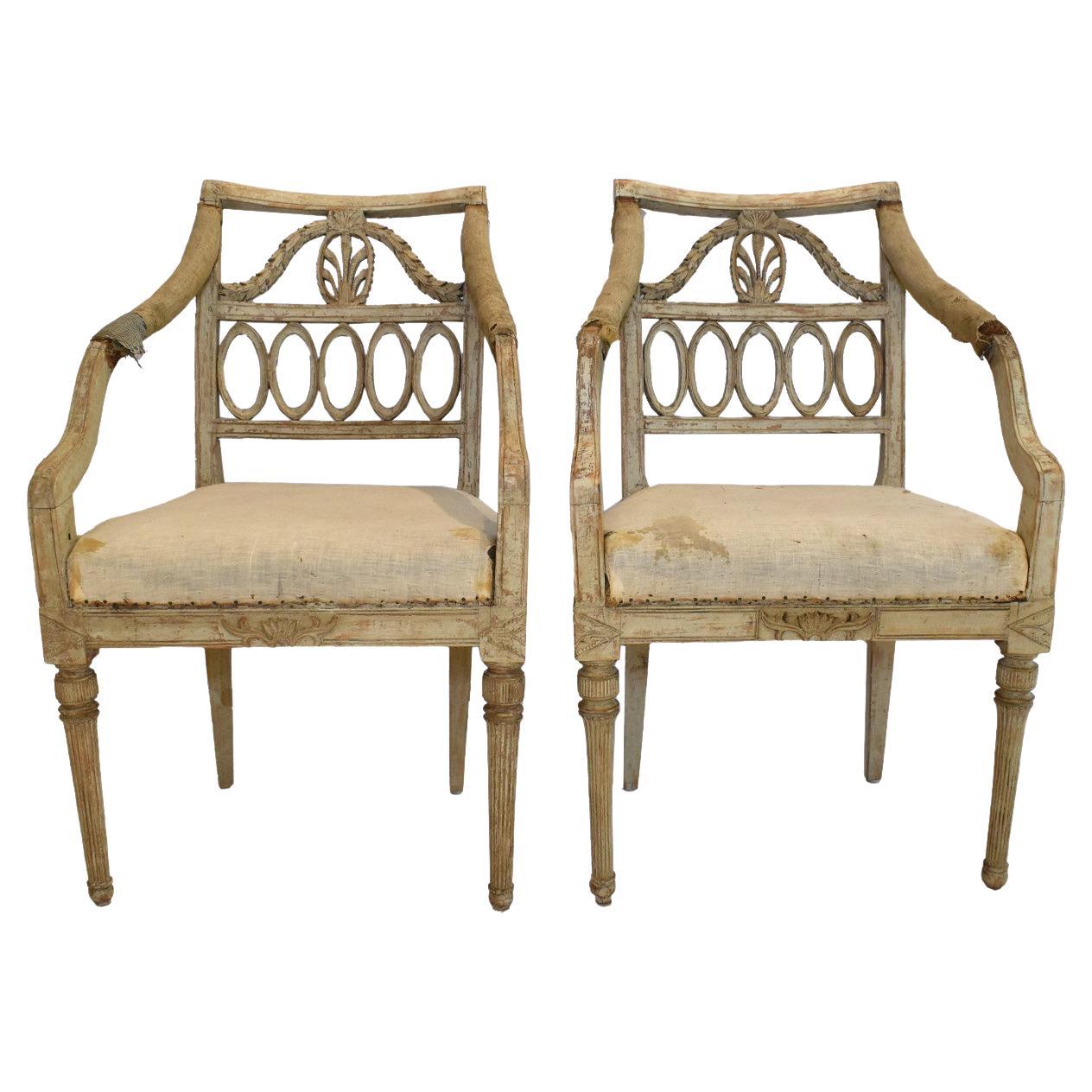Pair of Chairs, Swedish Armchairs, 18th Century