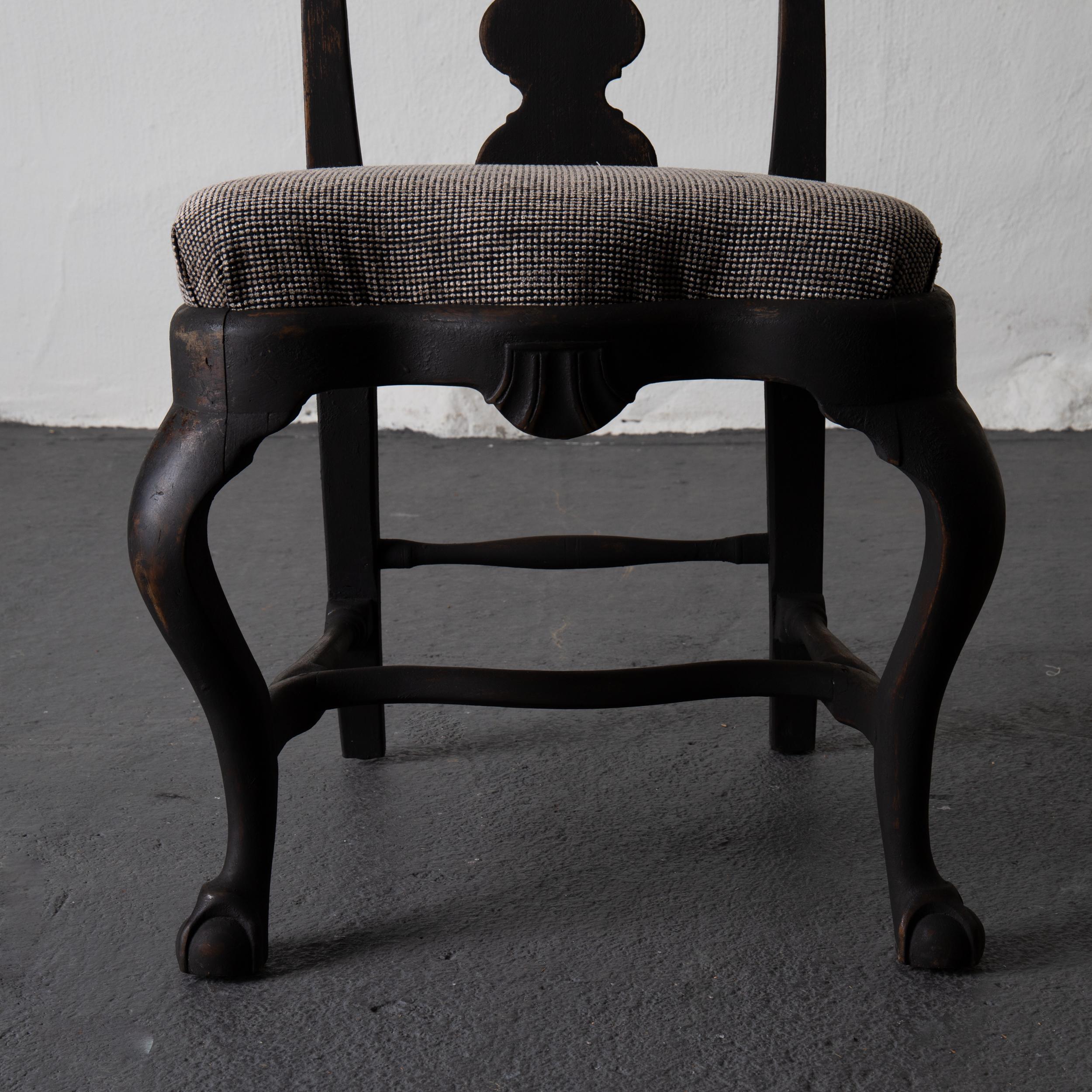 Pair of Chairs Swedish Black Rococo, 18th Century, Sweden In Good Condition In New York, NY