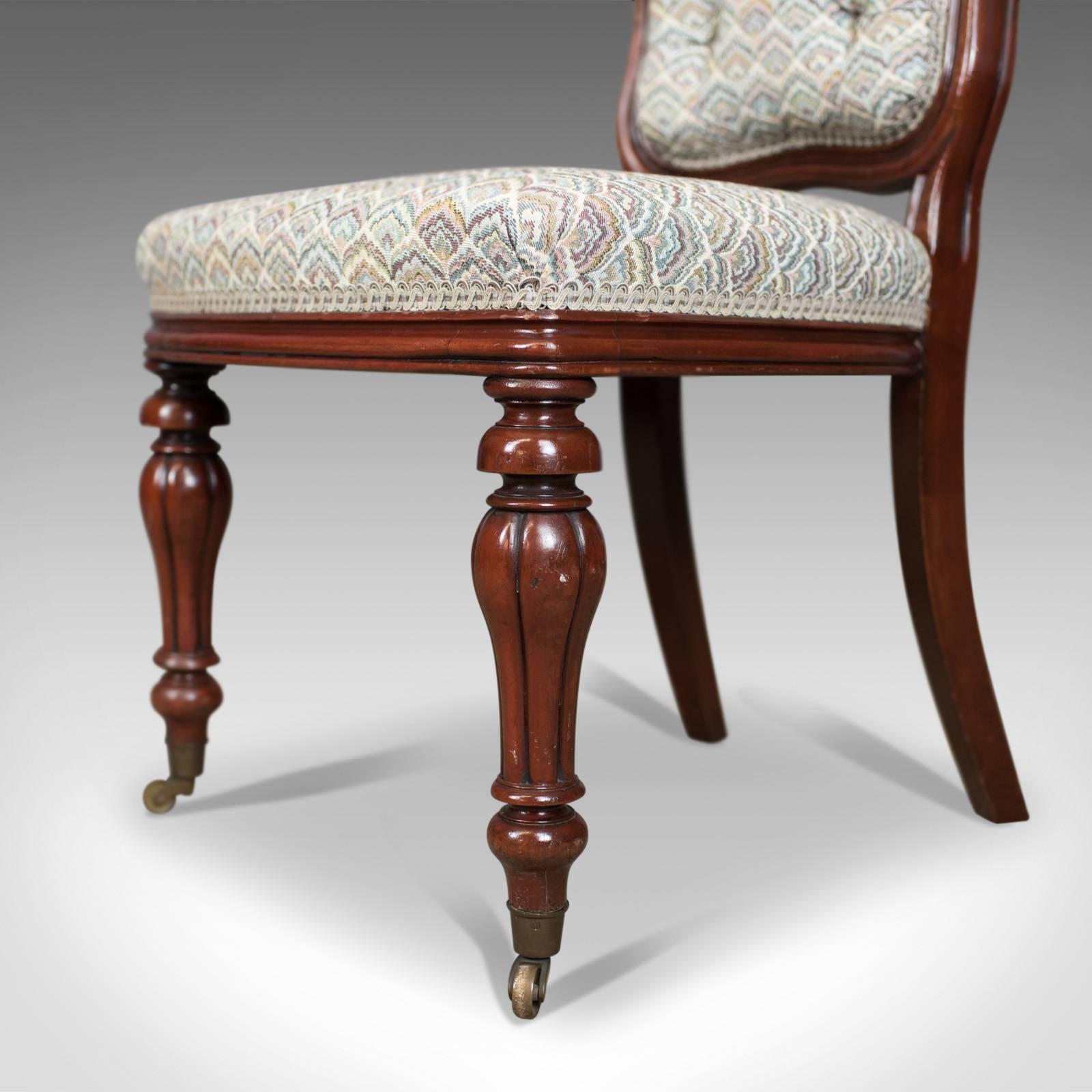 Upholstery Pair of Chairs, William IV, Mahogany, Button Back, Parlour, Side, circa 1835