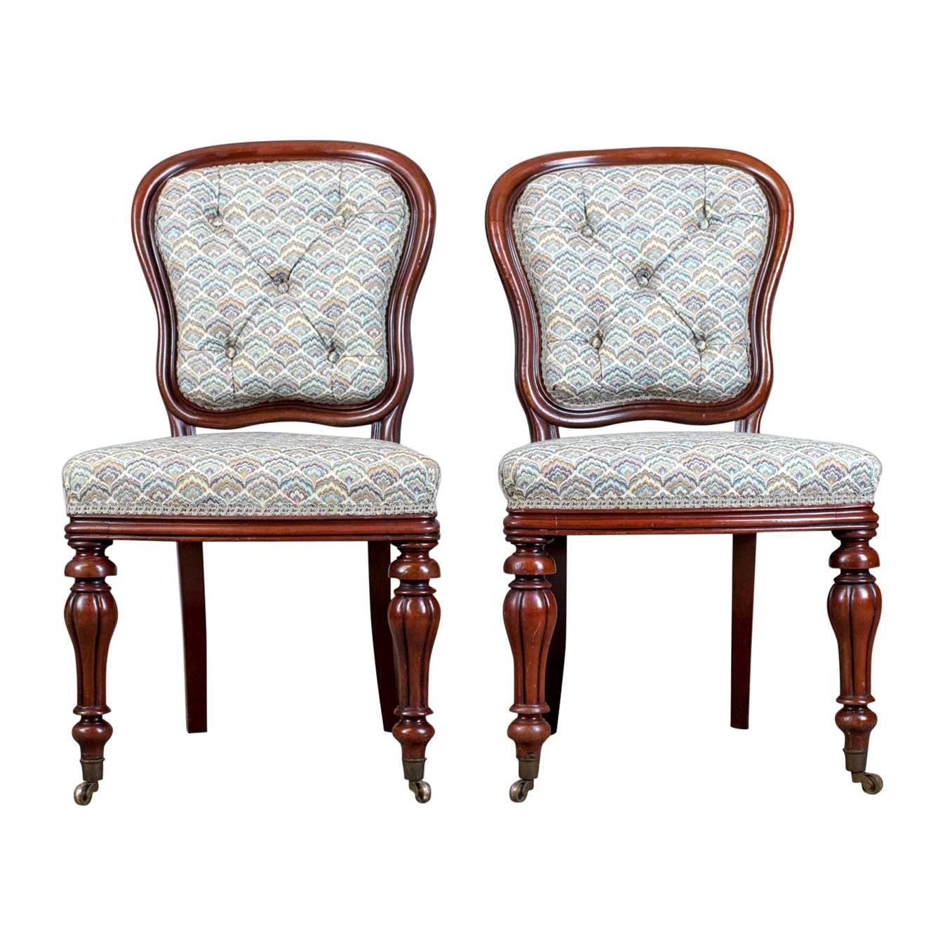 Pair of Chairs, William IV, Mahogany, Button Back, Parlour, Side, circa 1835
