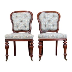 Antique Pair of Chairs, William IV, Mahogany, Button Back, Parlour, Side, circa 1835