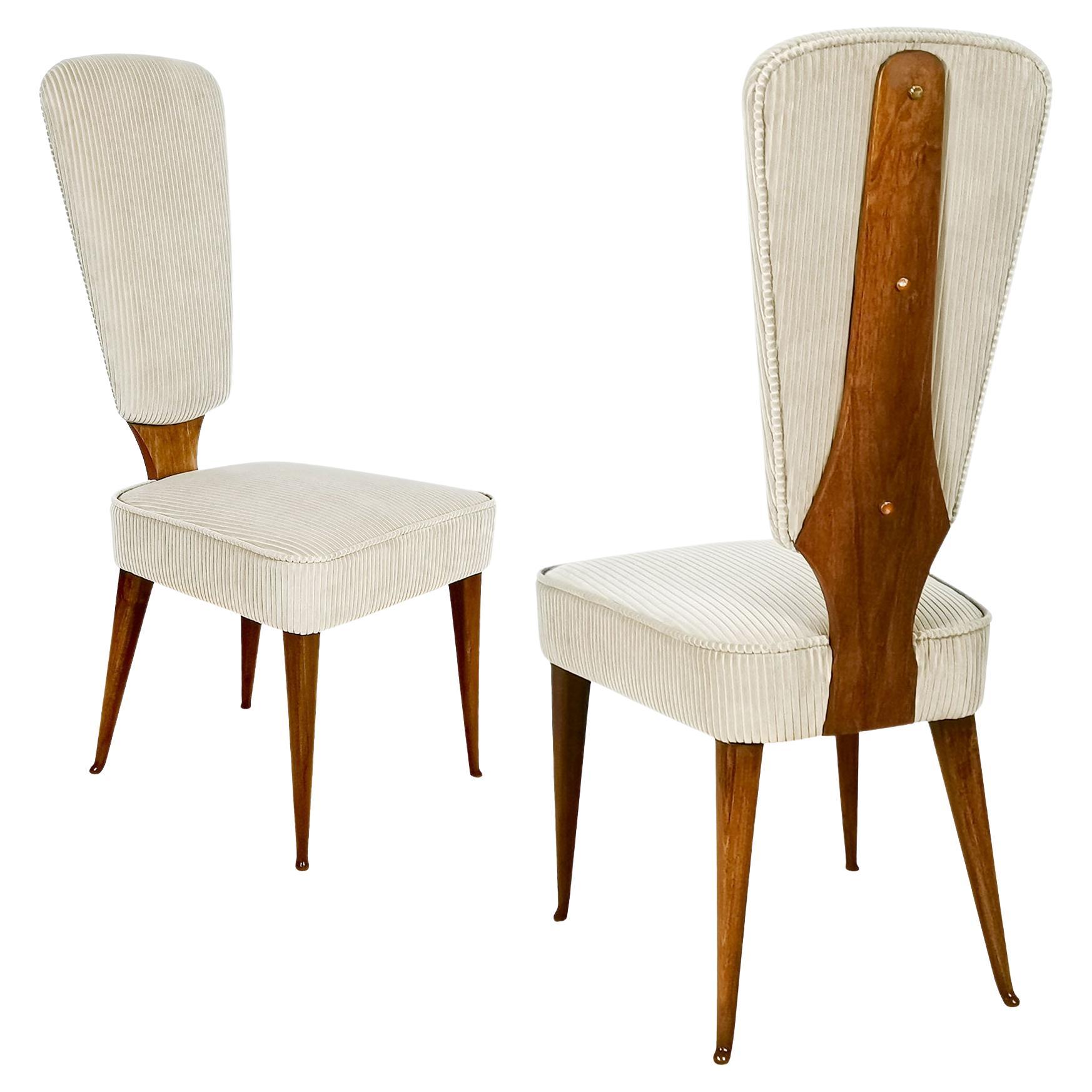 Pair of Mid-Century Modern Chairs With High Backrests - Italy, 1940 For Sale