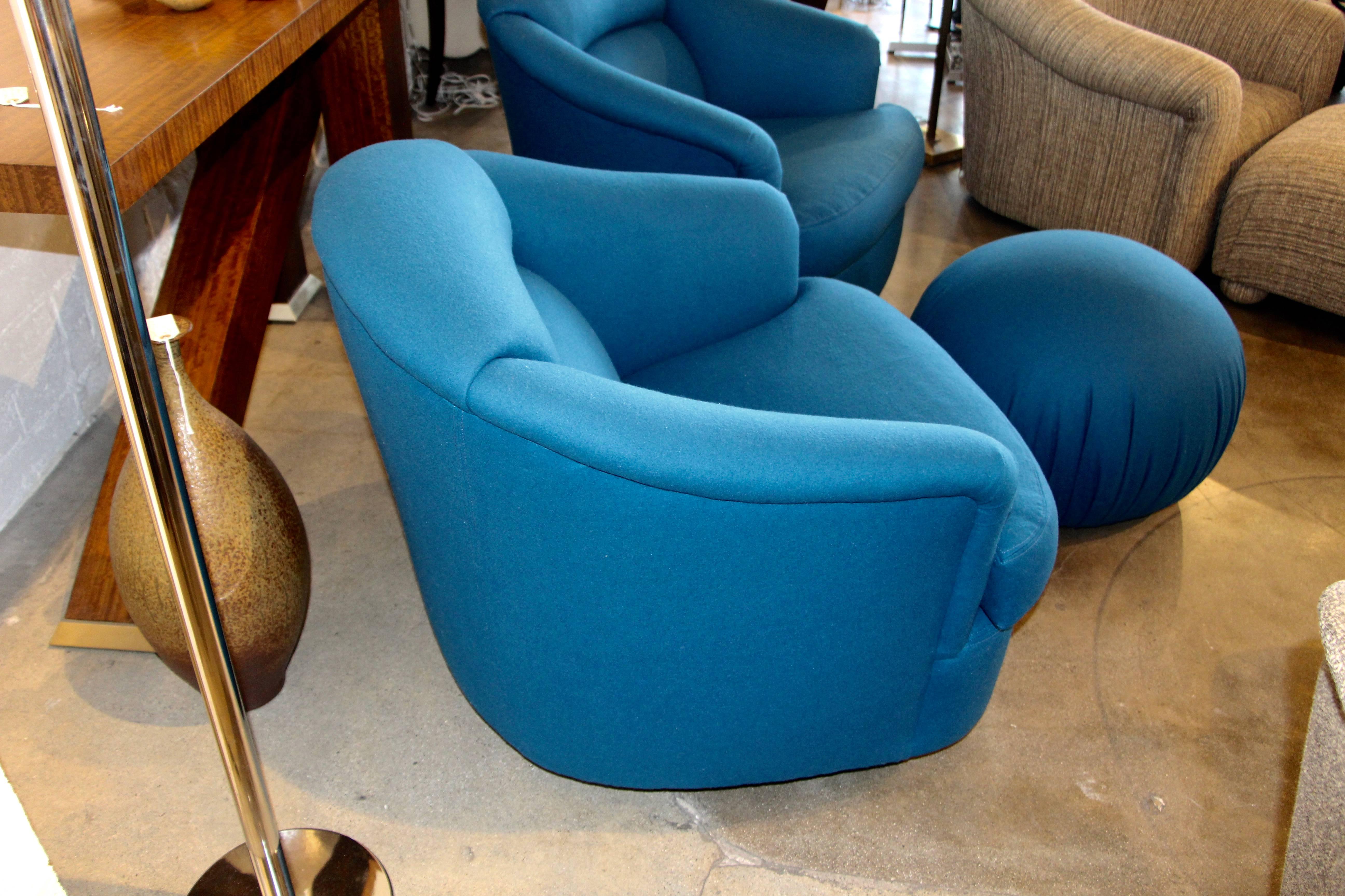 Machine-Made Pair of Chairs with Ottoman from Directional