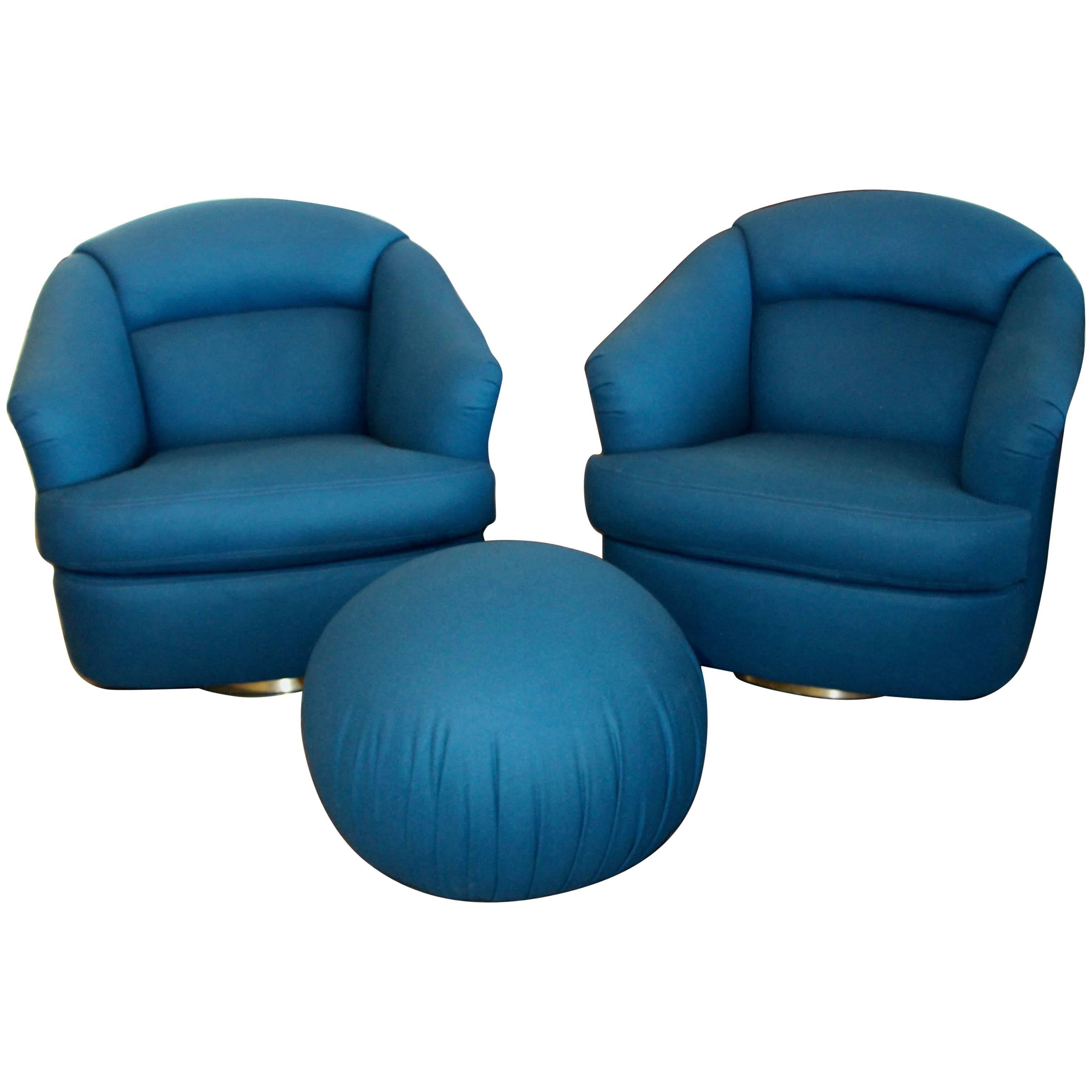 Pair of Chairs with Ottoman from Directional