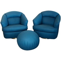 Pair of Chairs with Ottoman from Directional