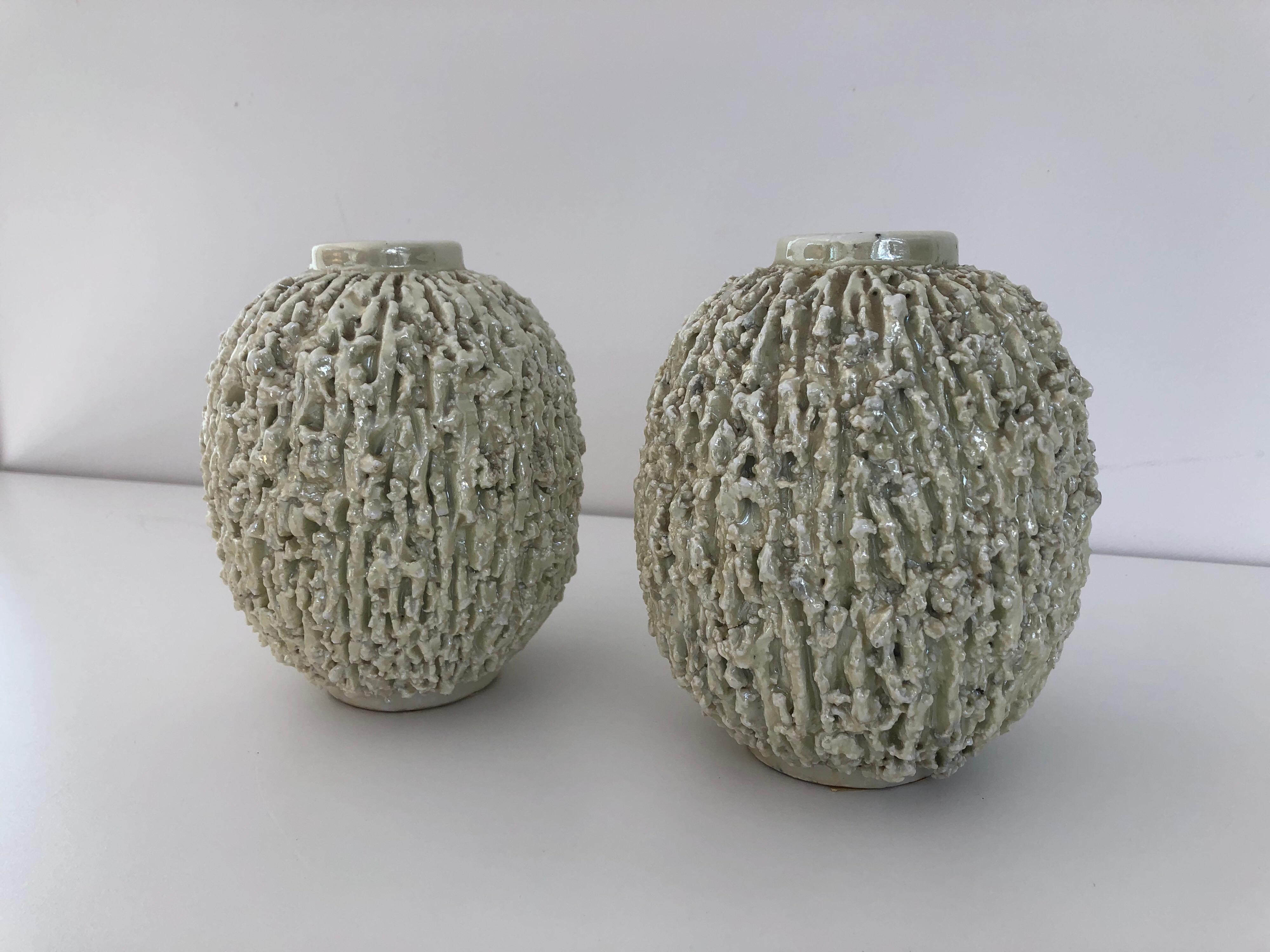 Scandinavian Modern Pair of Chamotte Vases by Rörstrand Gunnar Nylund