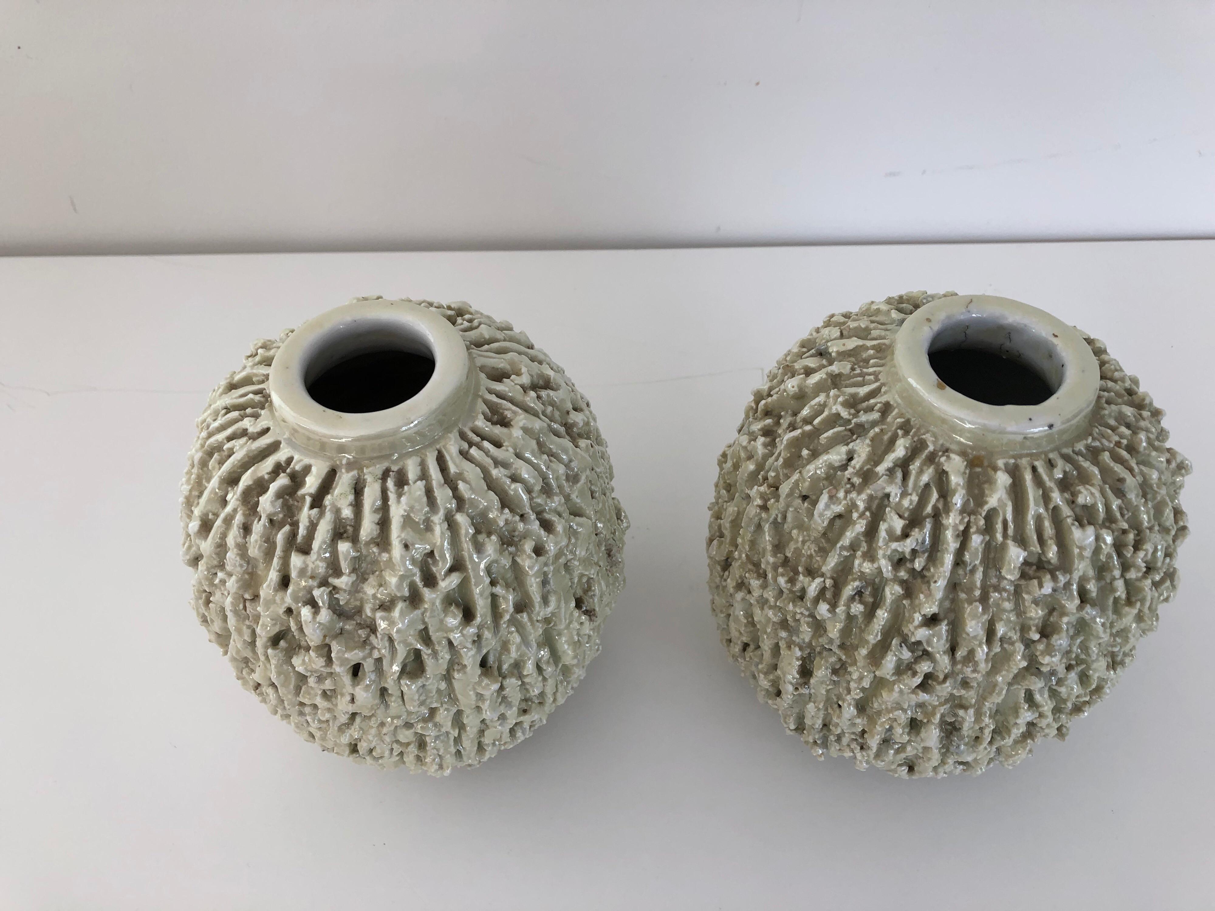 Swedish Pair of Chamotte Vases by Rörstrand Gunnar Nylund