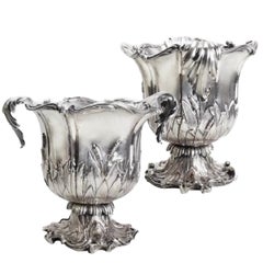Pair of Champagne Bucket Art Nouveau Magnum Size Silver Plated