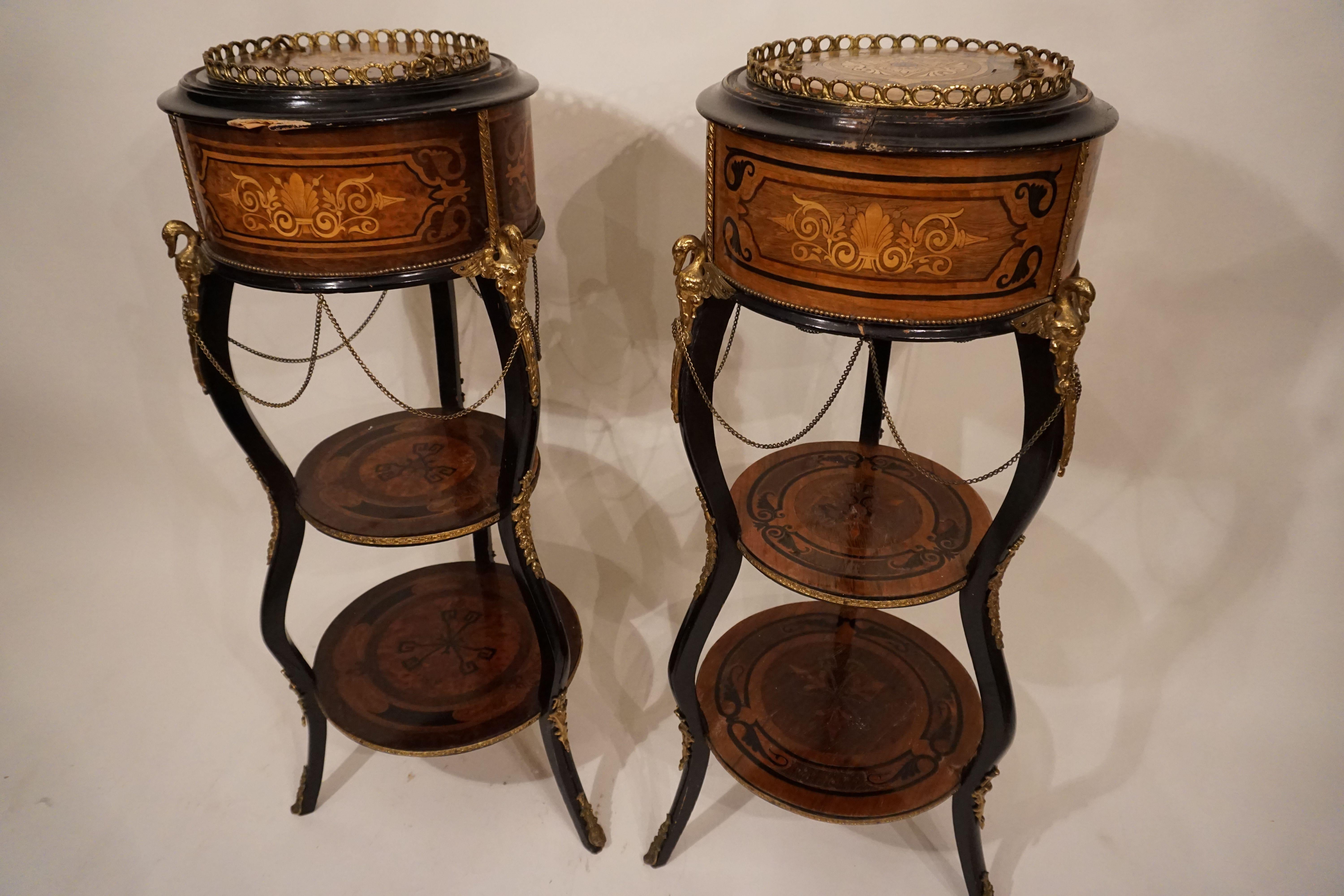 French Pair of Champagne Bucket Columns Mini-Bar Louis XVI, circa 1800 For Sale