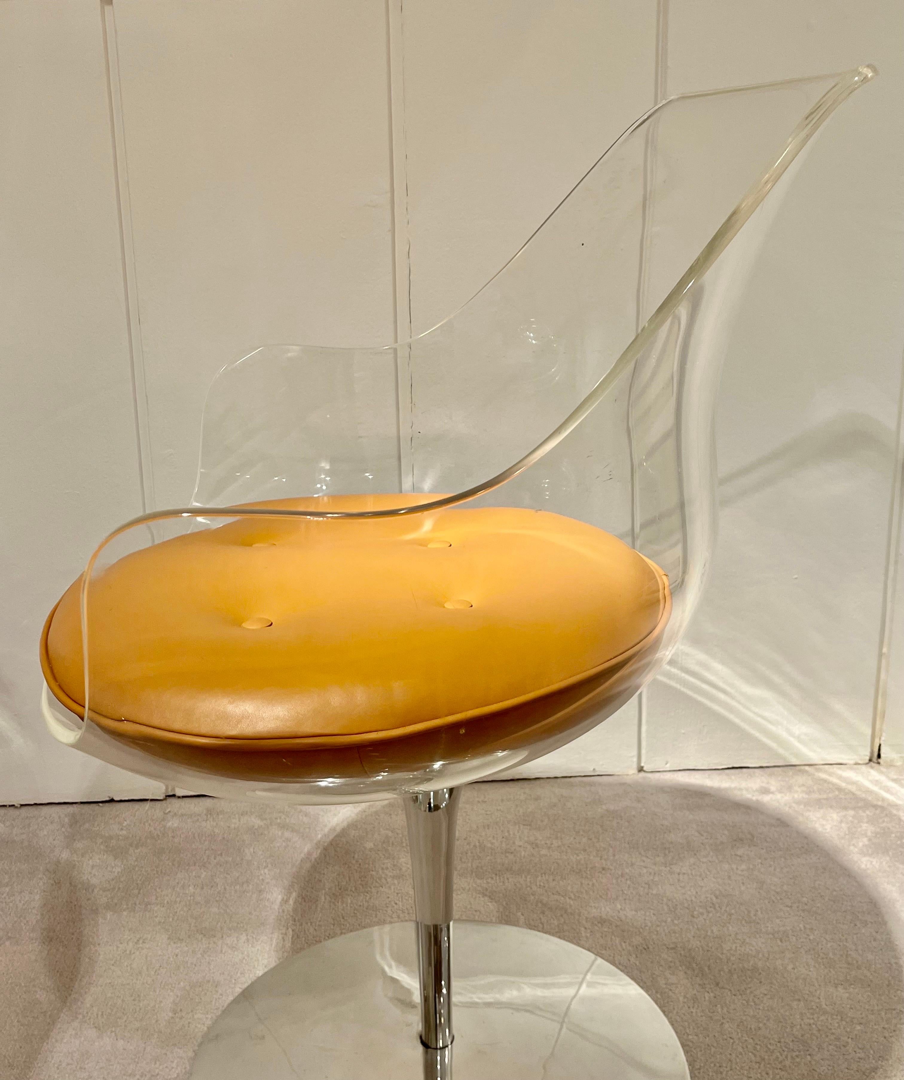 European Pair of Champagne Lucite Chairs