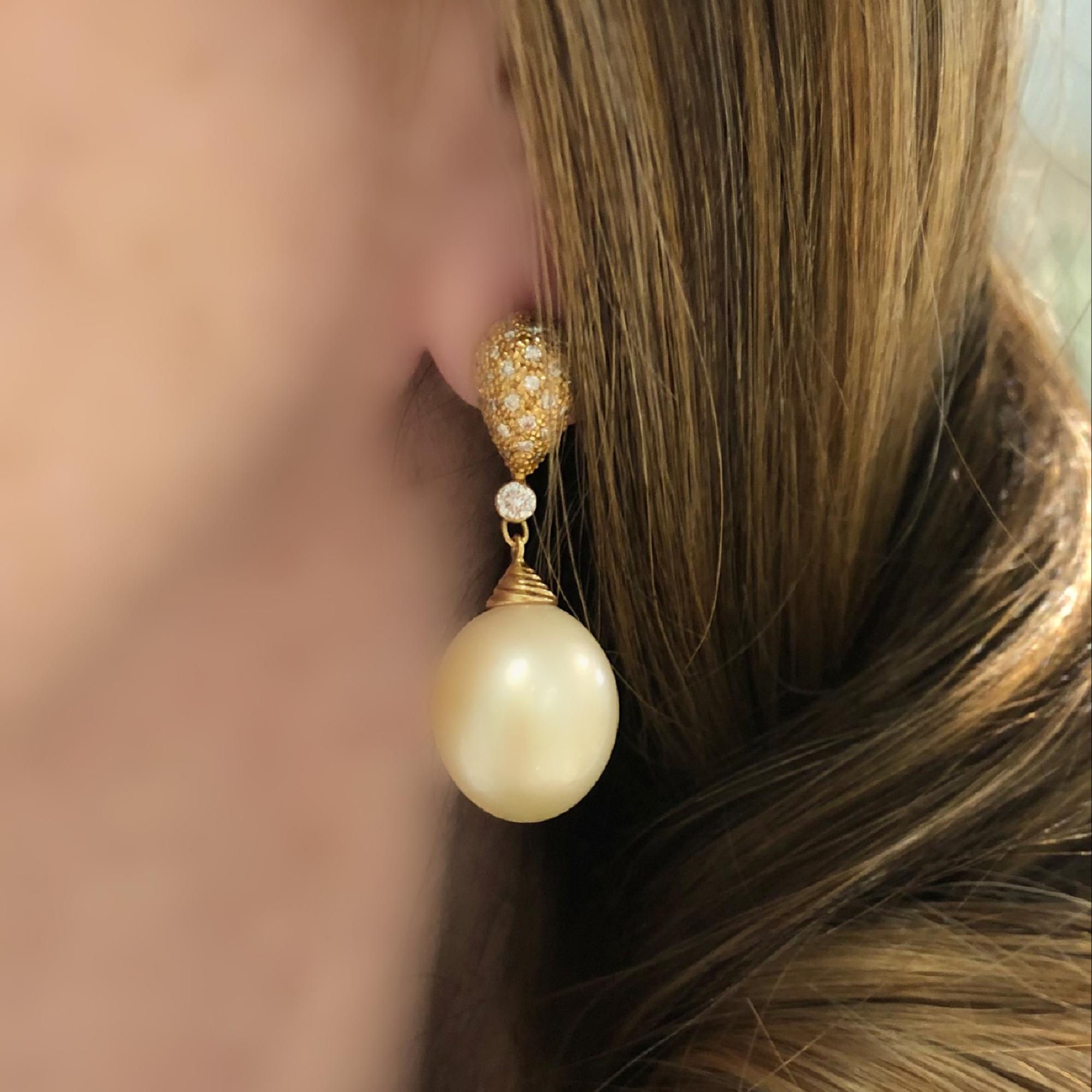 champagne south sea pearl earrings