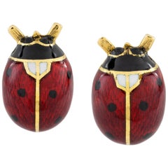 Pair of Champleve Enamel Ladybird Cufflinks