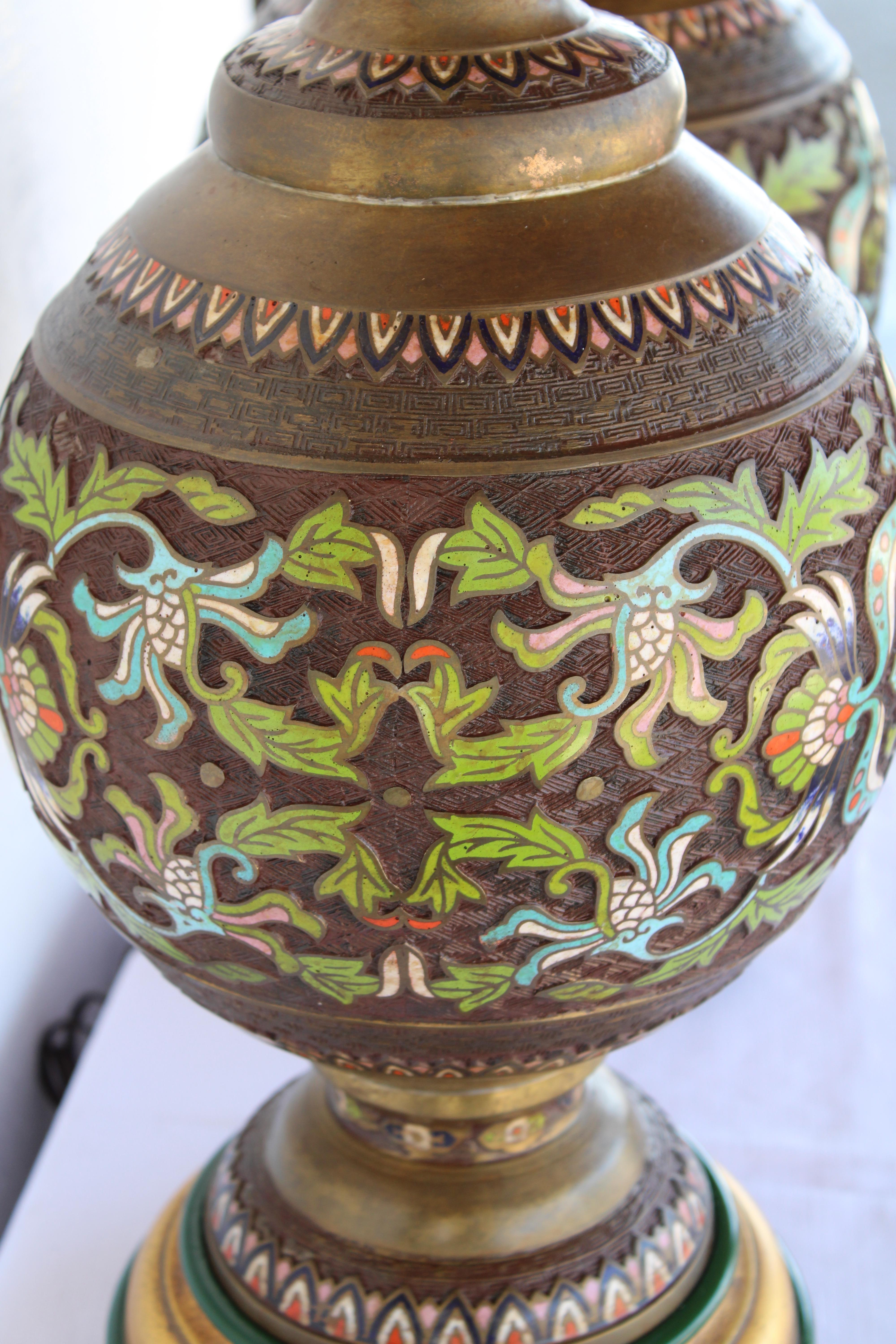 Pareja de Lámparas Champlevé de The MARBRO Lamp Company, Los Ángeles, CA. en venta 4