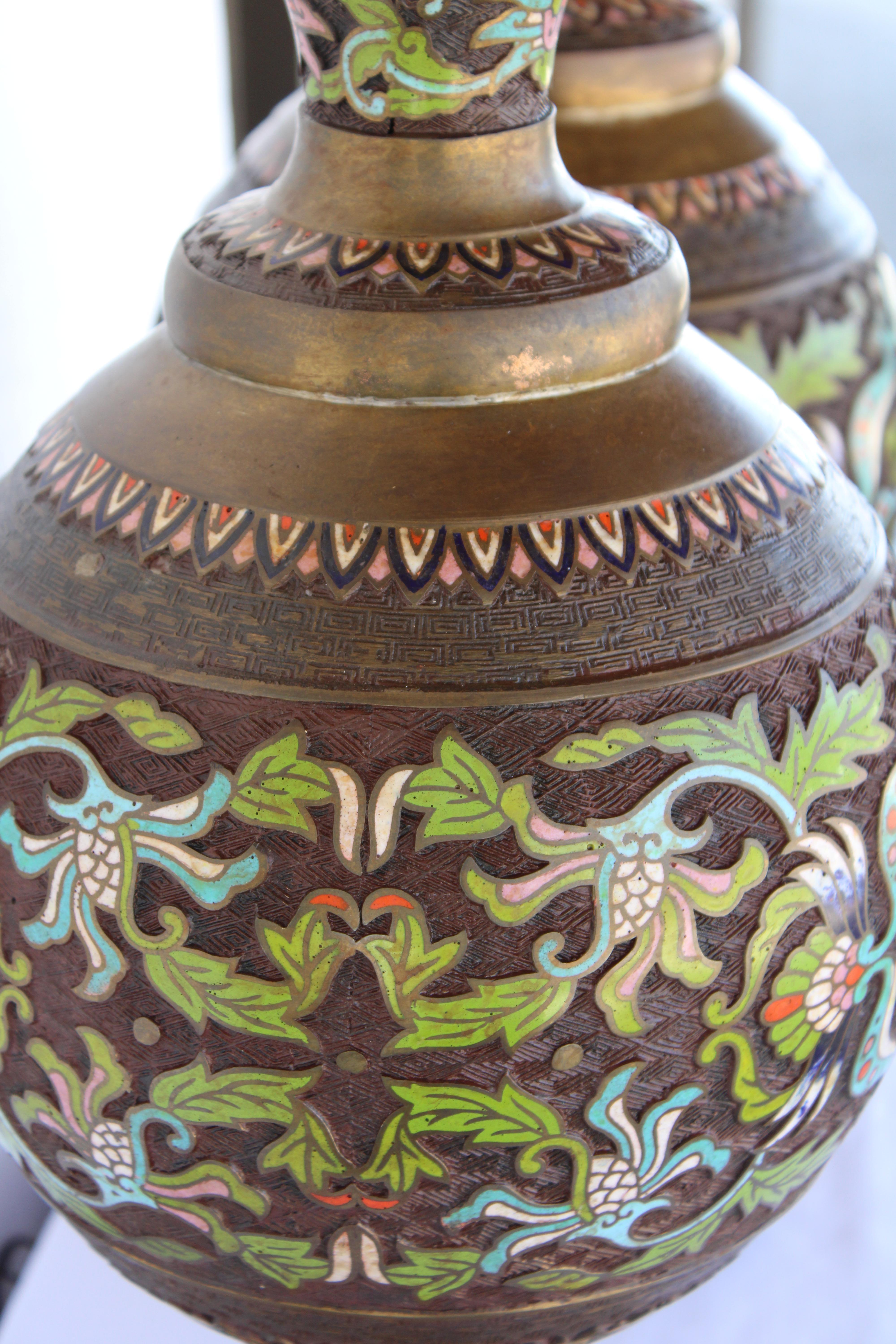 Pareja de Lámparas Champlevé de The MARBRO Lamp Company, Los Ángeles, CA. en venta 5