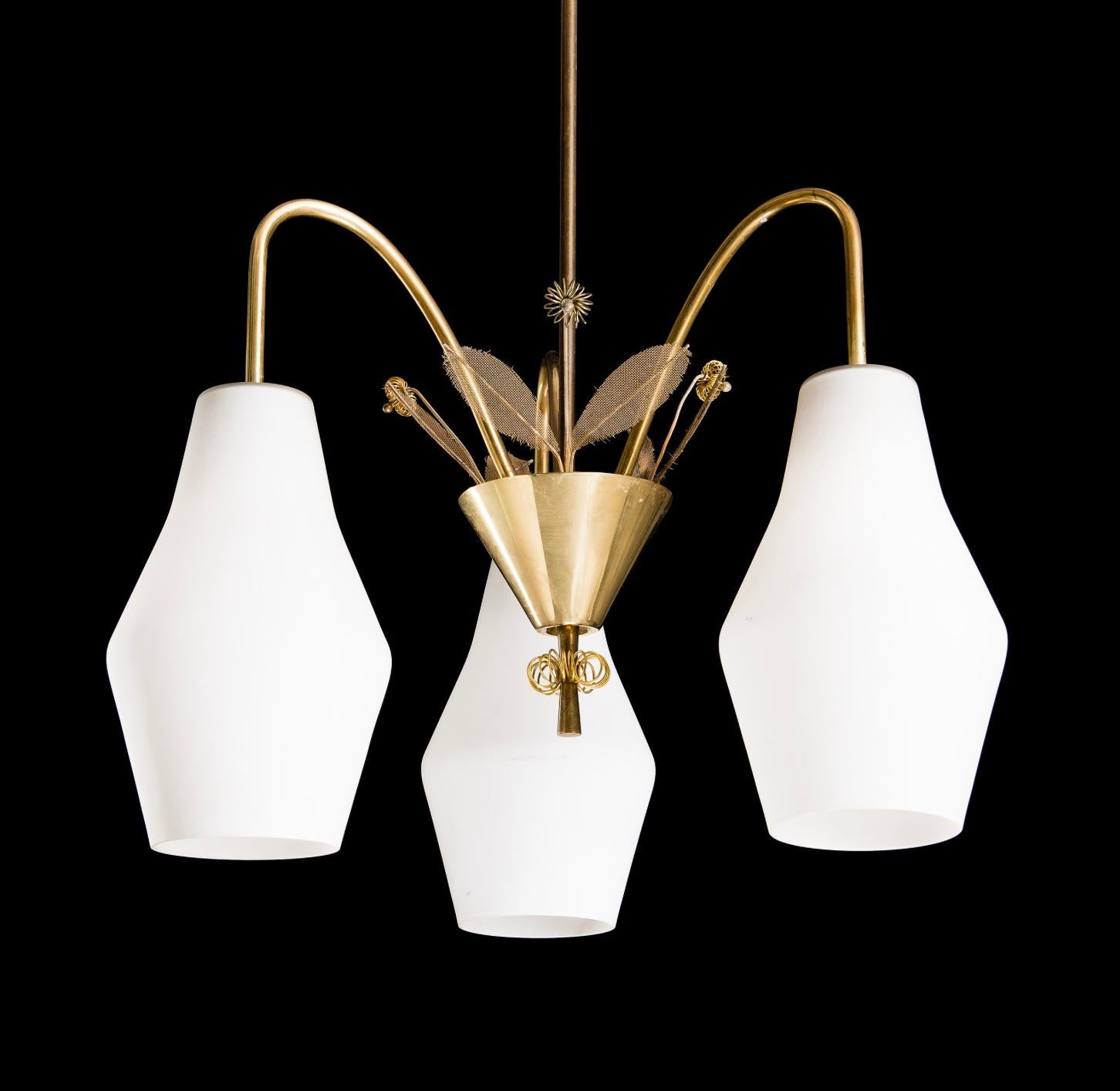 Scandinavian Modern Pair of Chandelier by Paavo Tynell