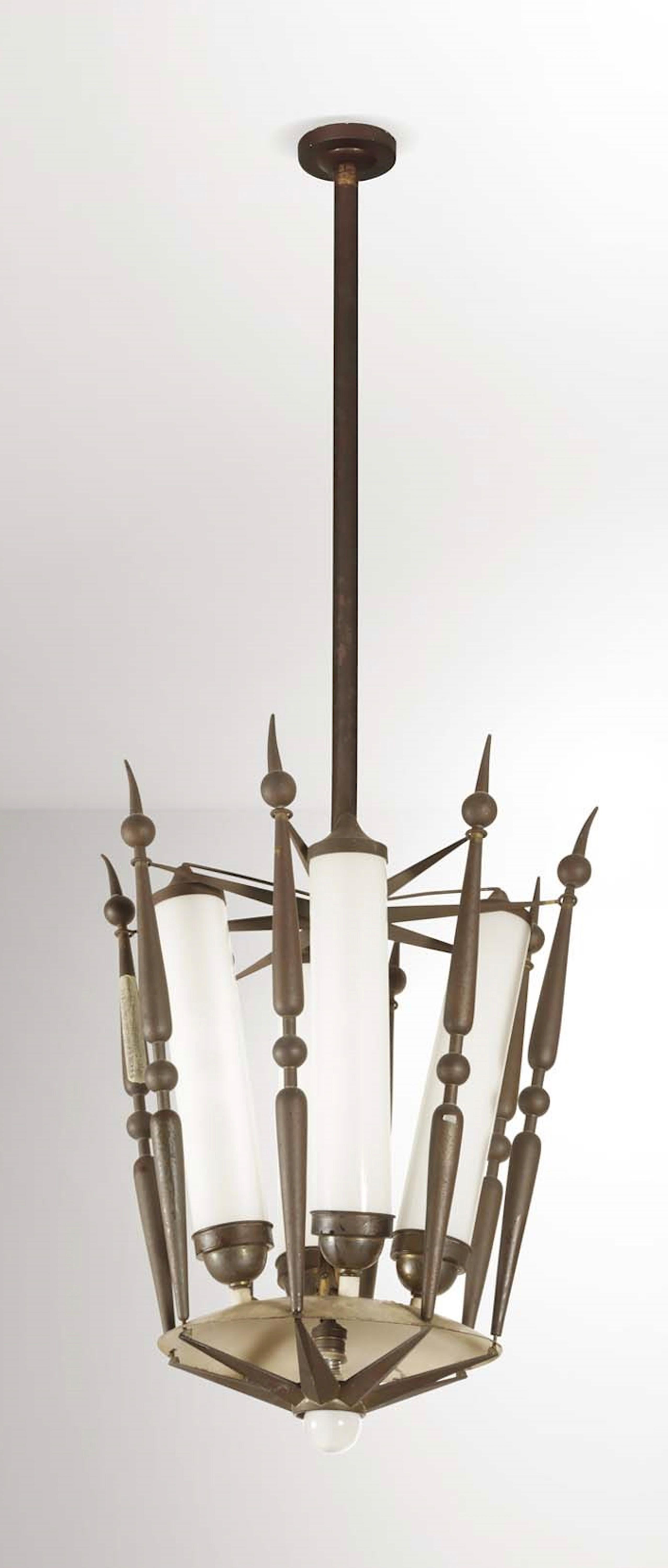 Pair of chandelier by Tommaso Buzzi - Produzione Donzelli, 1950s.