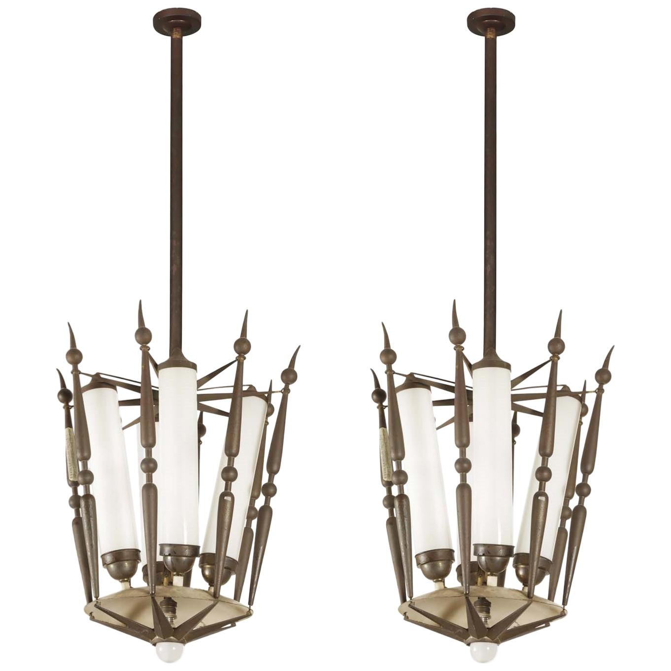 Pair of Chandelier by Tommaso Buzzi, Produzione Donzelli