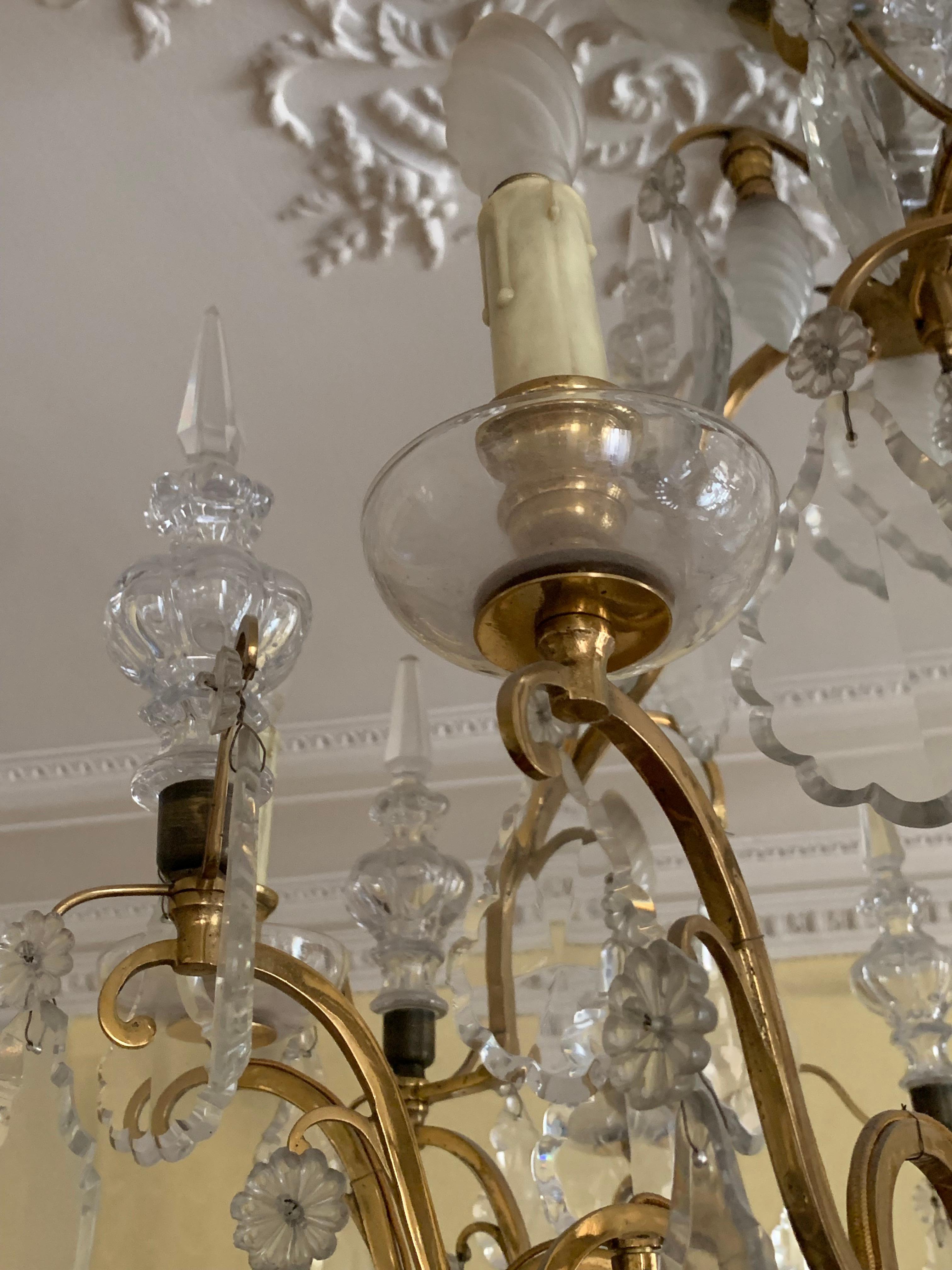 Louis XVI Pair of chandelier crystal and bronze  For Sale