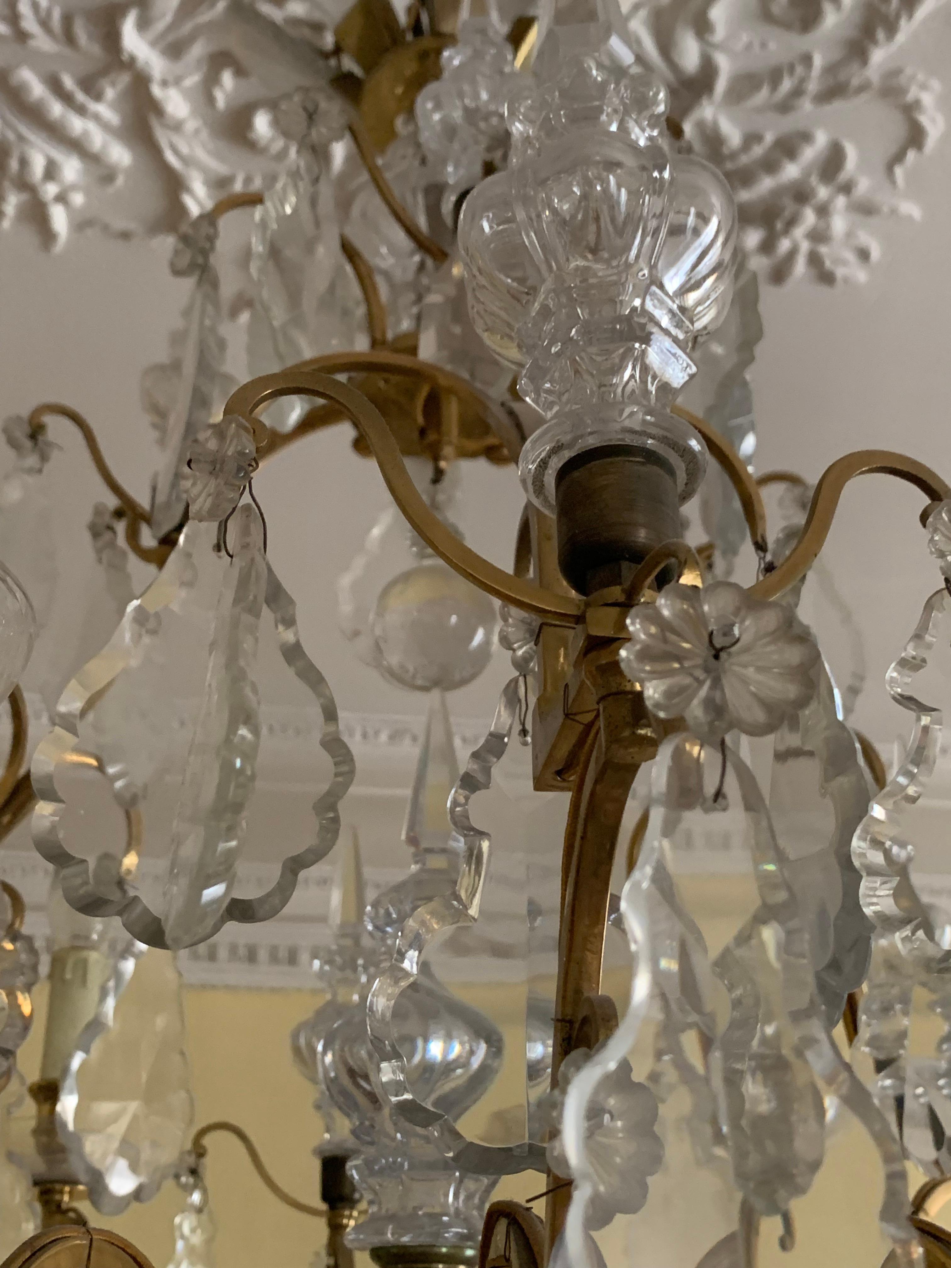 Early 20th Century Pair of chandelier crystal and bronze  For Sale