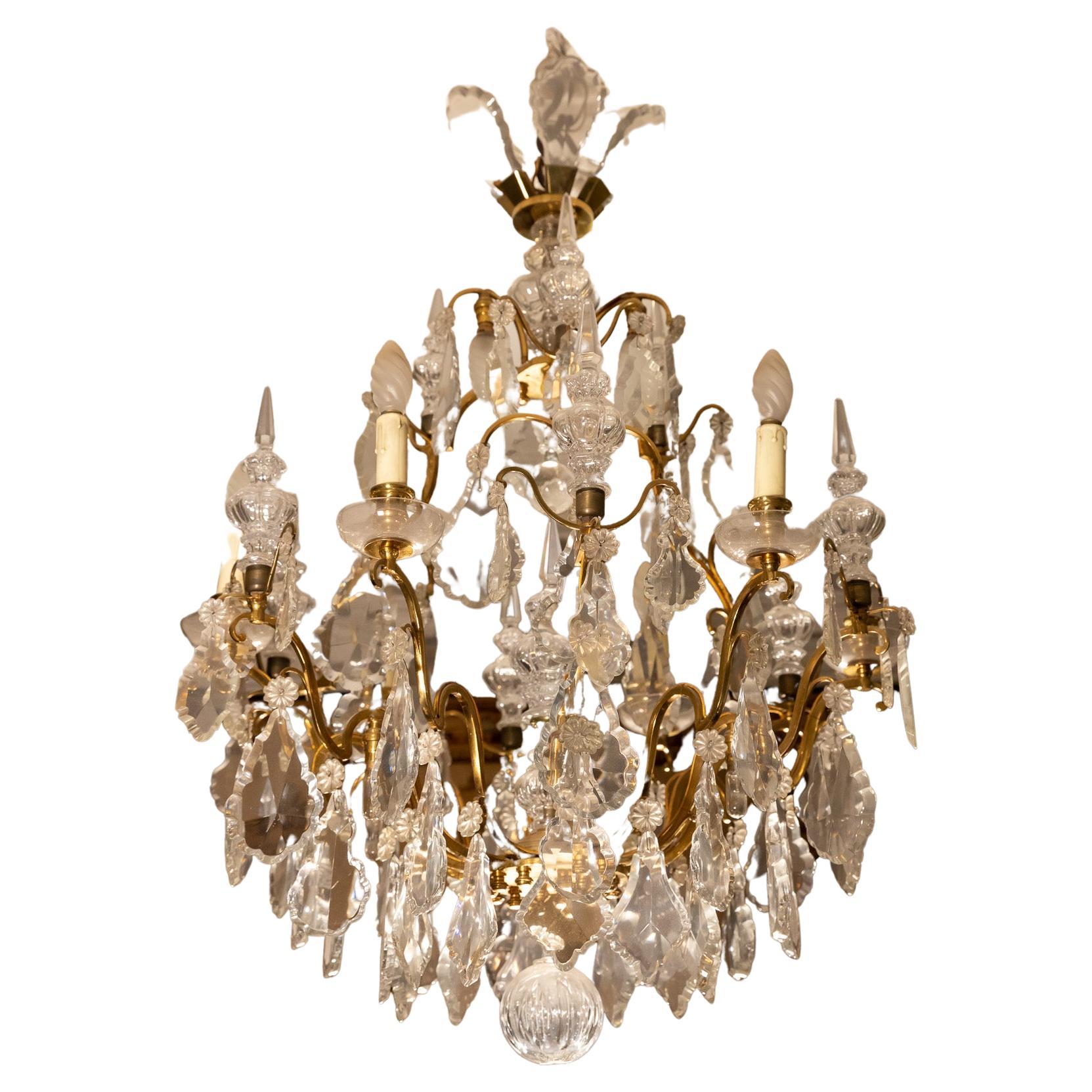 Pair of chandelier crystal and bronze  For Sale