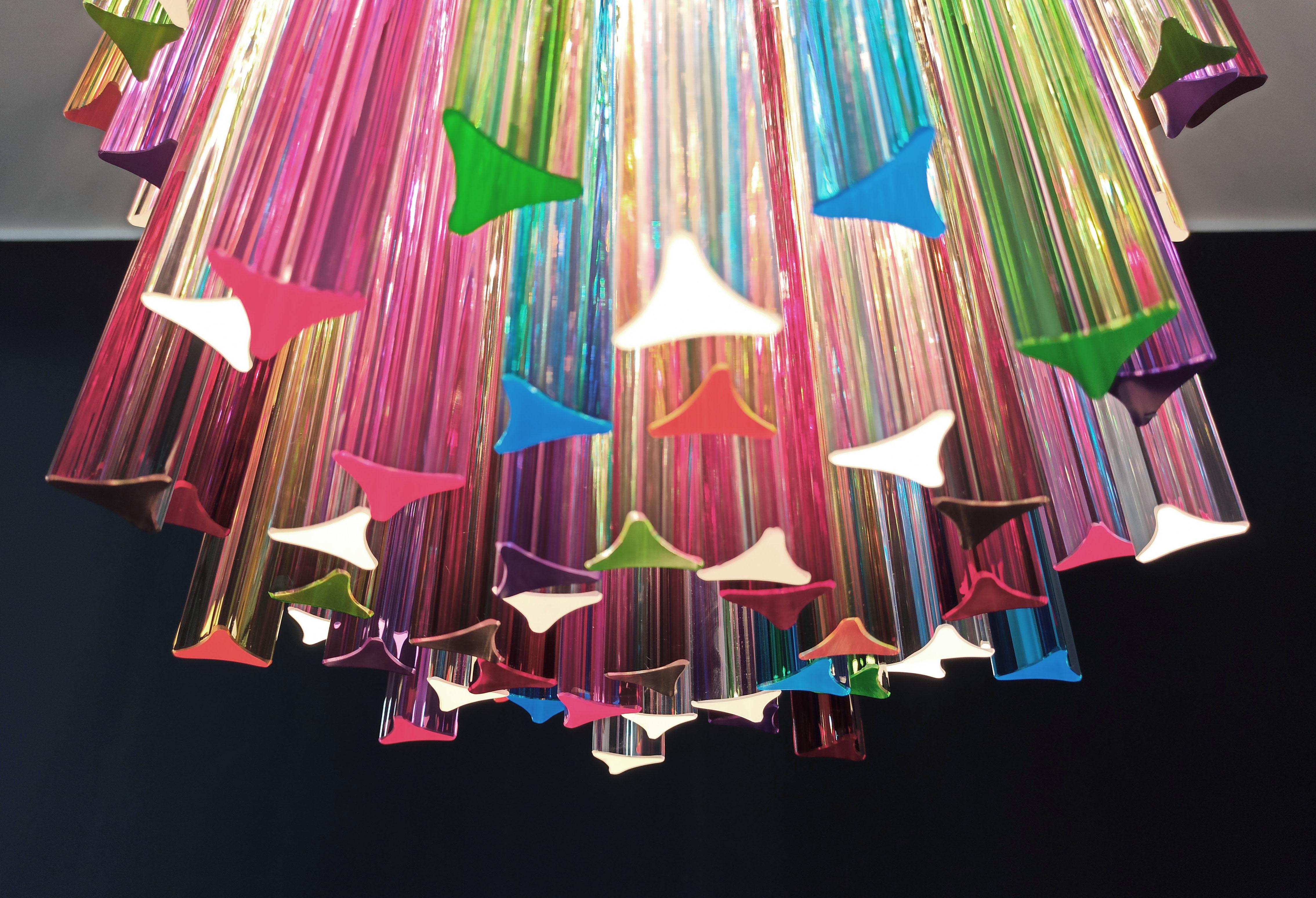 Coppia di lampadari Multi-Color 107 Triedri, Murano, anni '70 in vendita 12