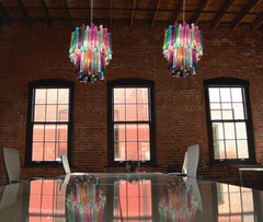 Pair of Chandelier Multi-Color 107 Triedri, Murano, 1970s