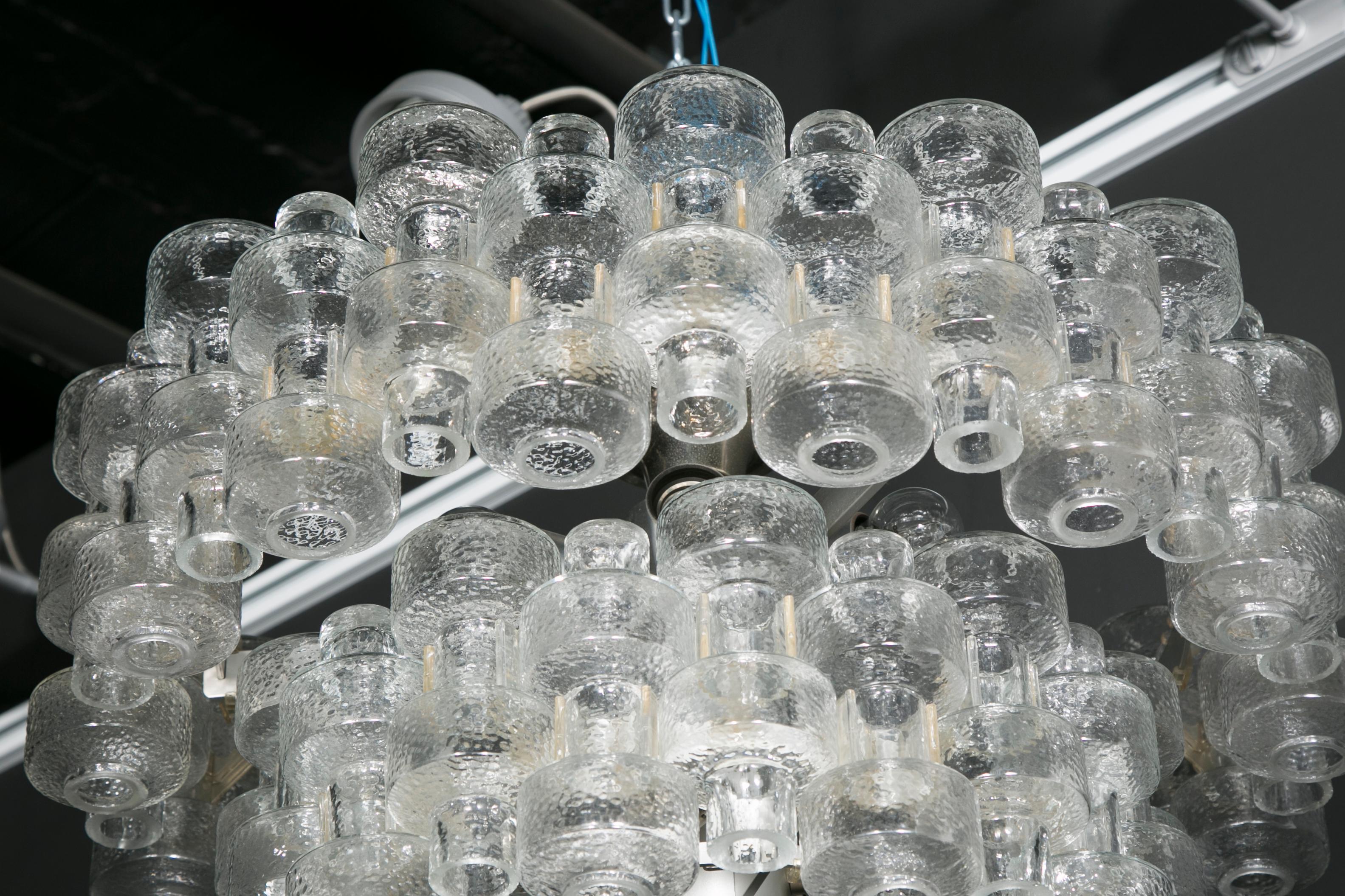 Swedish Pair of Chandelier, Orrefors, 1970 For Sale