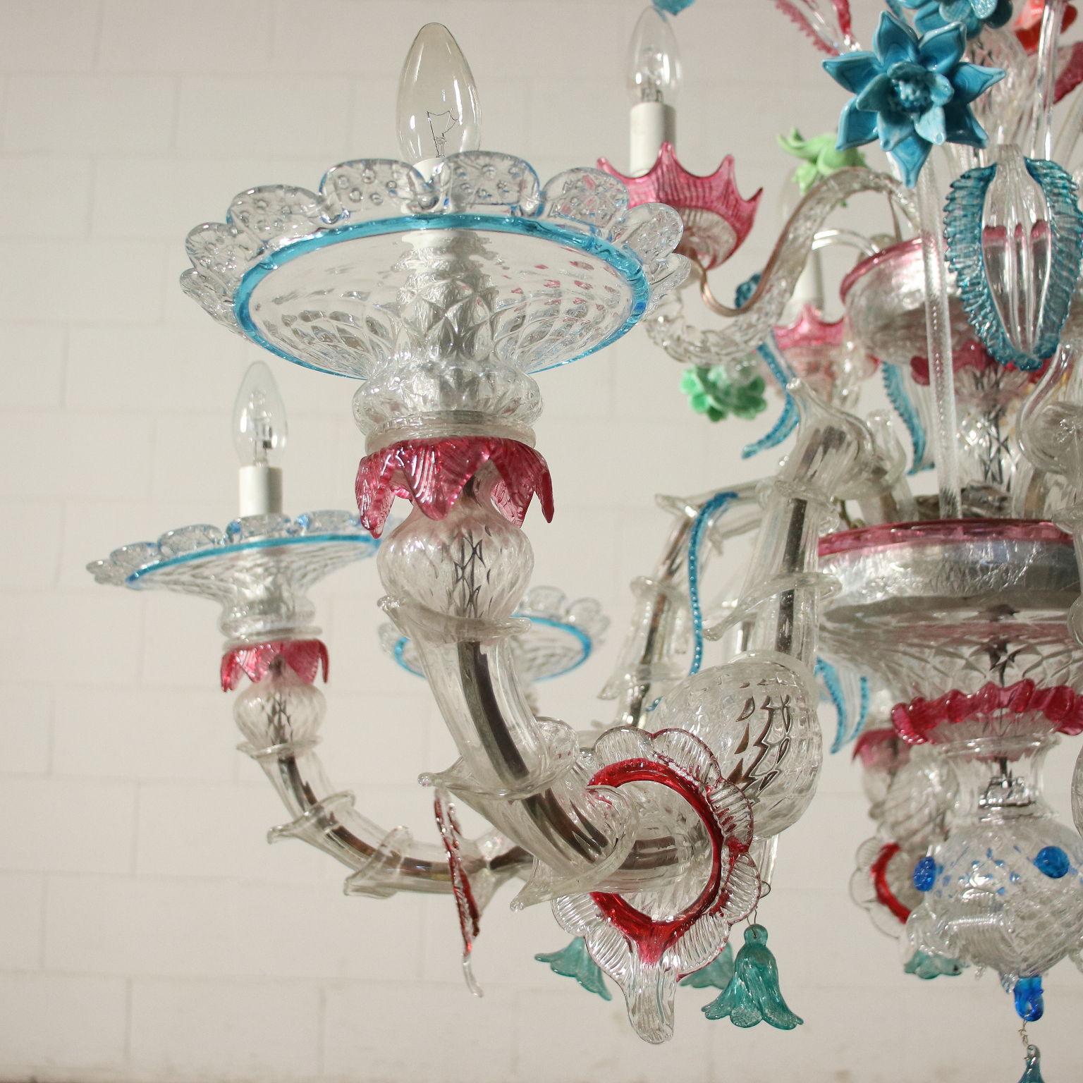 Pair of Chandeliers Blown Glass Murano, Italy, 20th Century 5