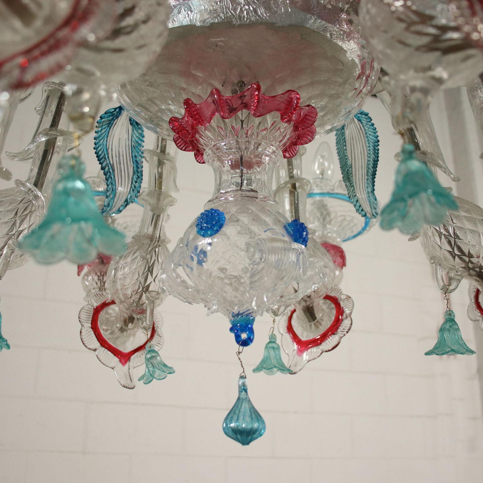 Pair of Chandeliers Blown Glass Murano, Italy, 20th Century 9