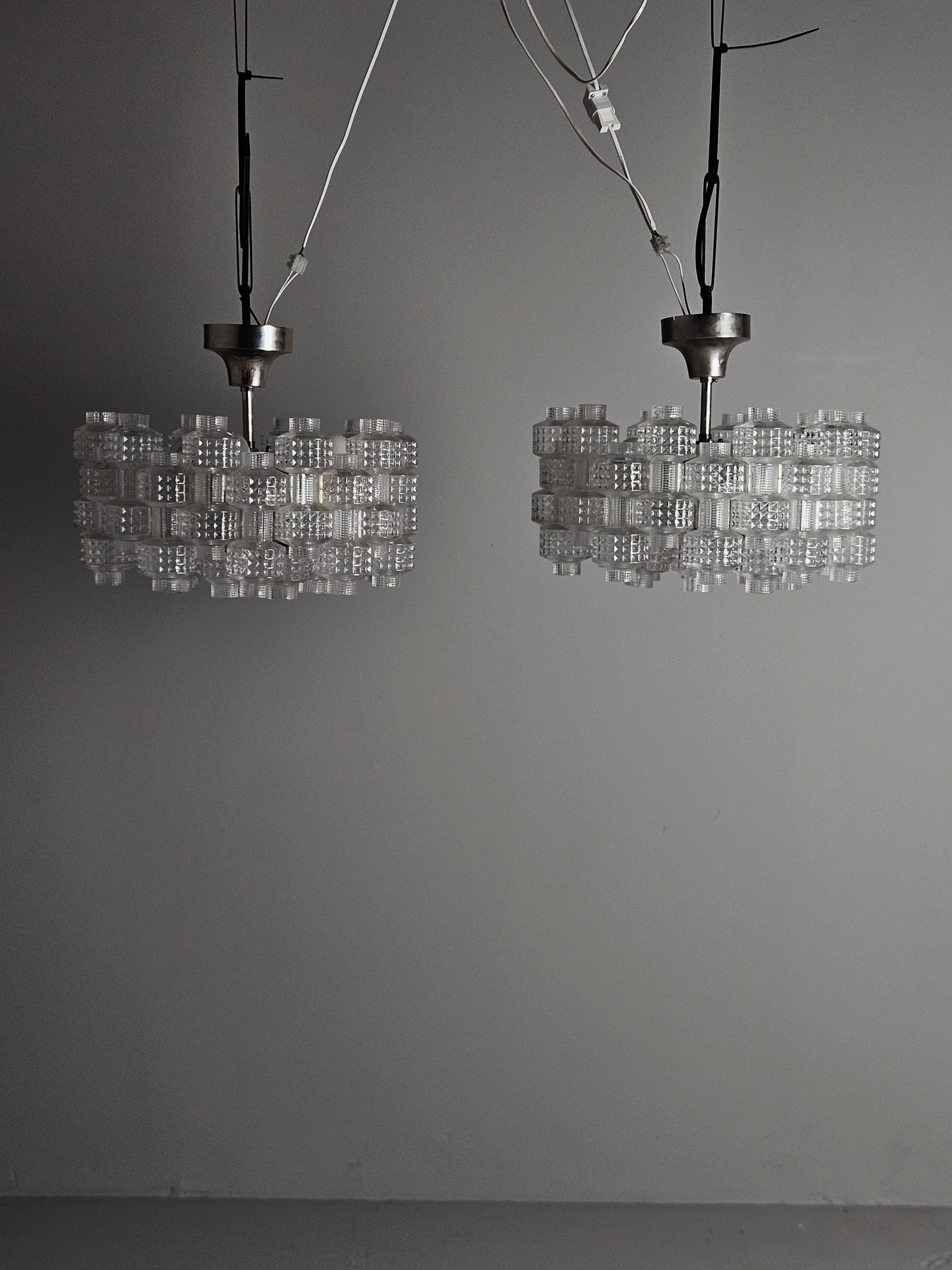 Pair of chandeliers 'Festival' by Gert Nyström for Fagerhult, Sweden, 1970s For Sale 3