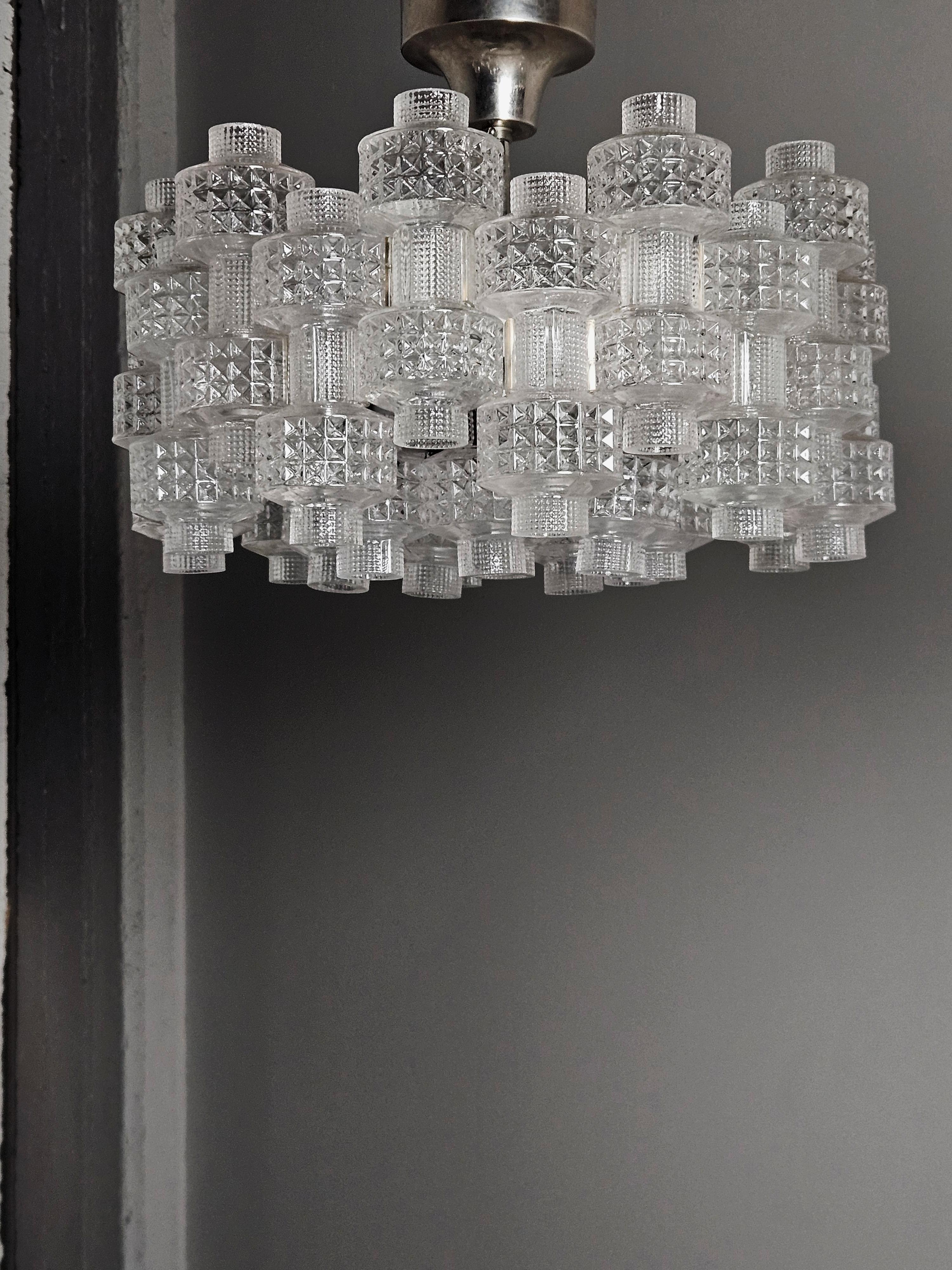 Pair of chandeliers 'Festival' by Gert Nyström for Fagerhult, Sweden, 1970s For Sale 5