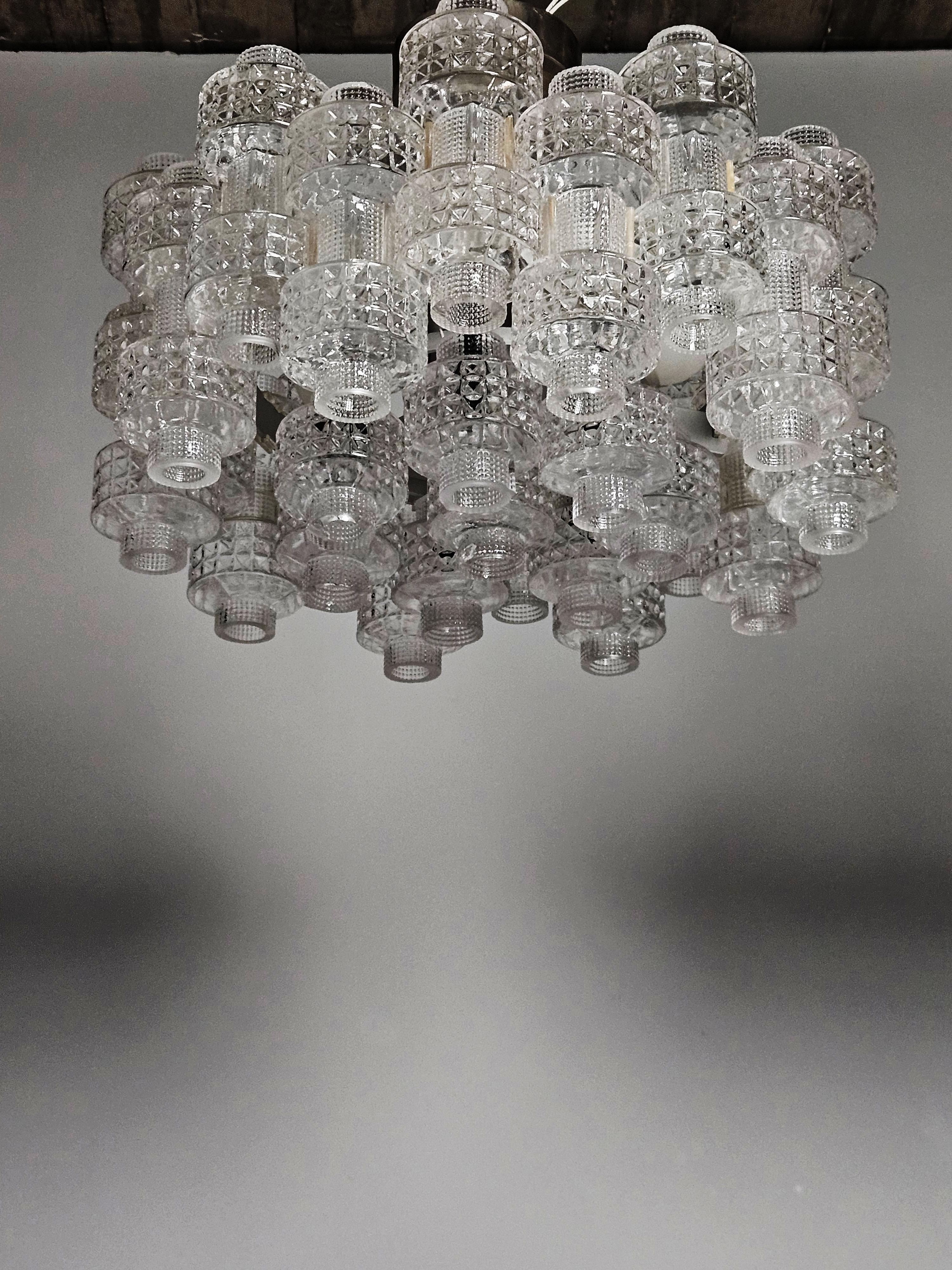 Pair of chandeliers 'Festival' by Gert Nyström for Fagerhult, Sweden, 1970s For Sale 8