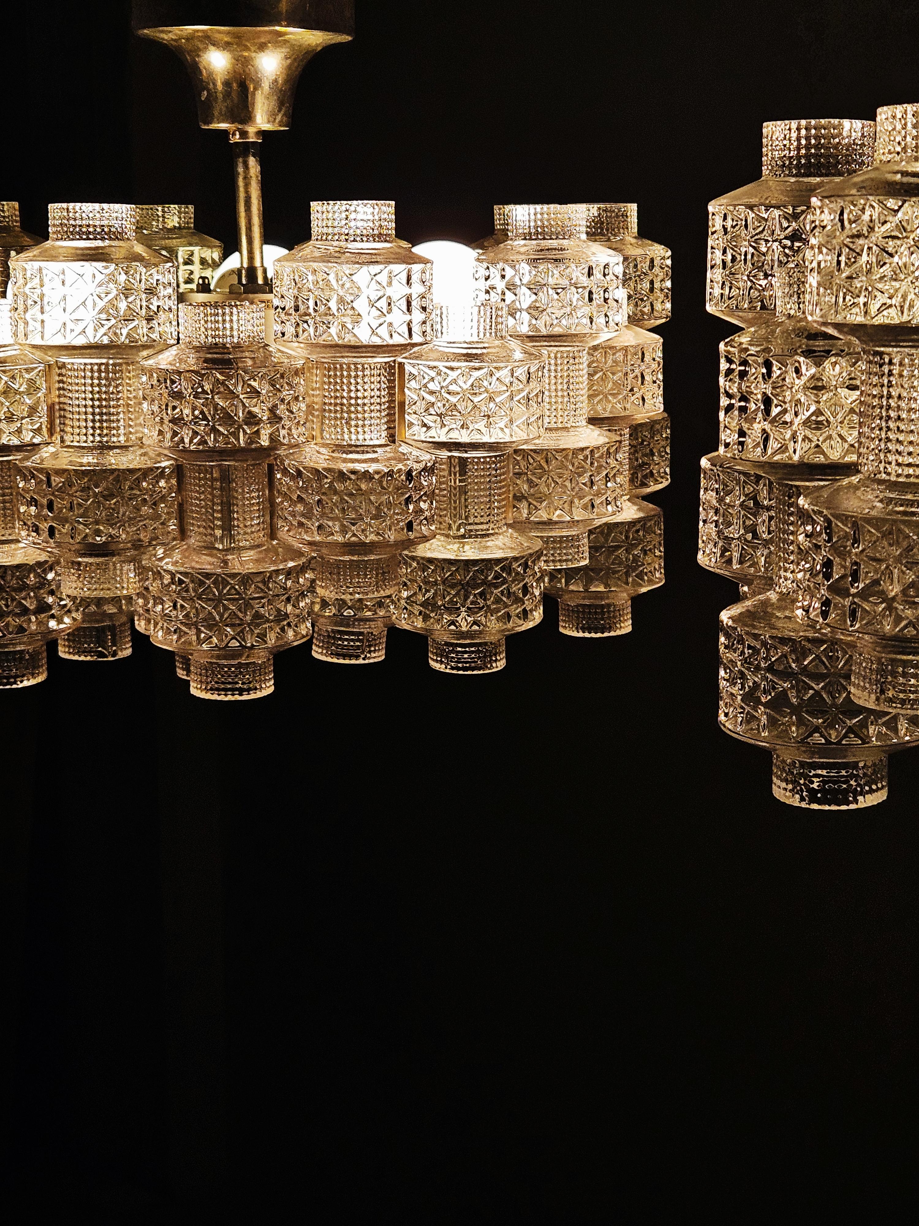Pair of chandeliers 'Festival' by Gert Nyström for Fagerhult, Sweden, 1970s In Good Condition For Sale In Eskilstuna, SE