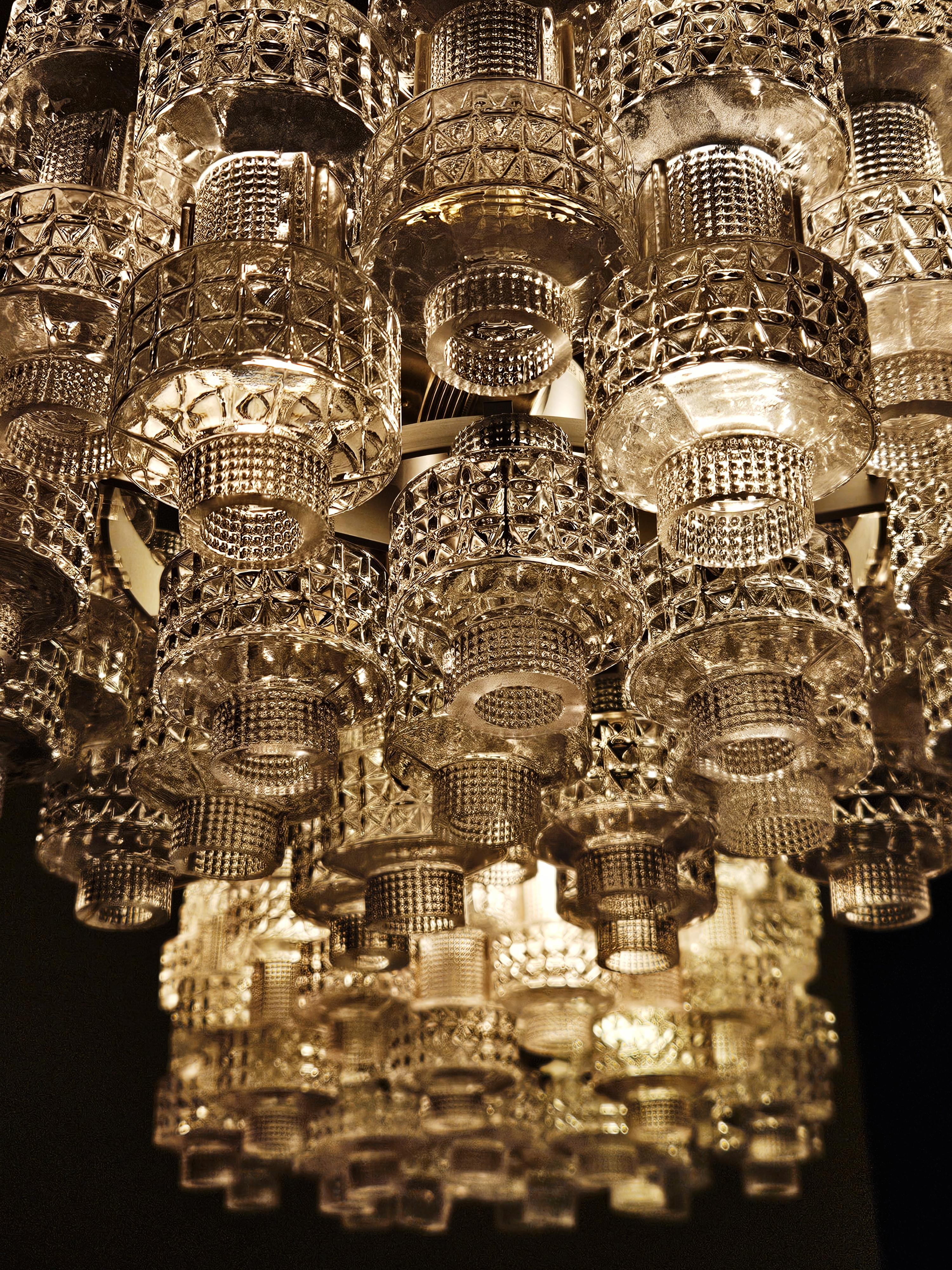 Pair of chandeliers 'Festival' by Gert Nyström for Fagerhult, Sweden, 1970s For Sale 1