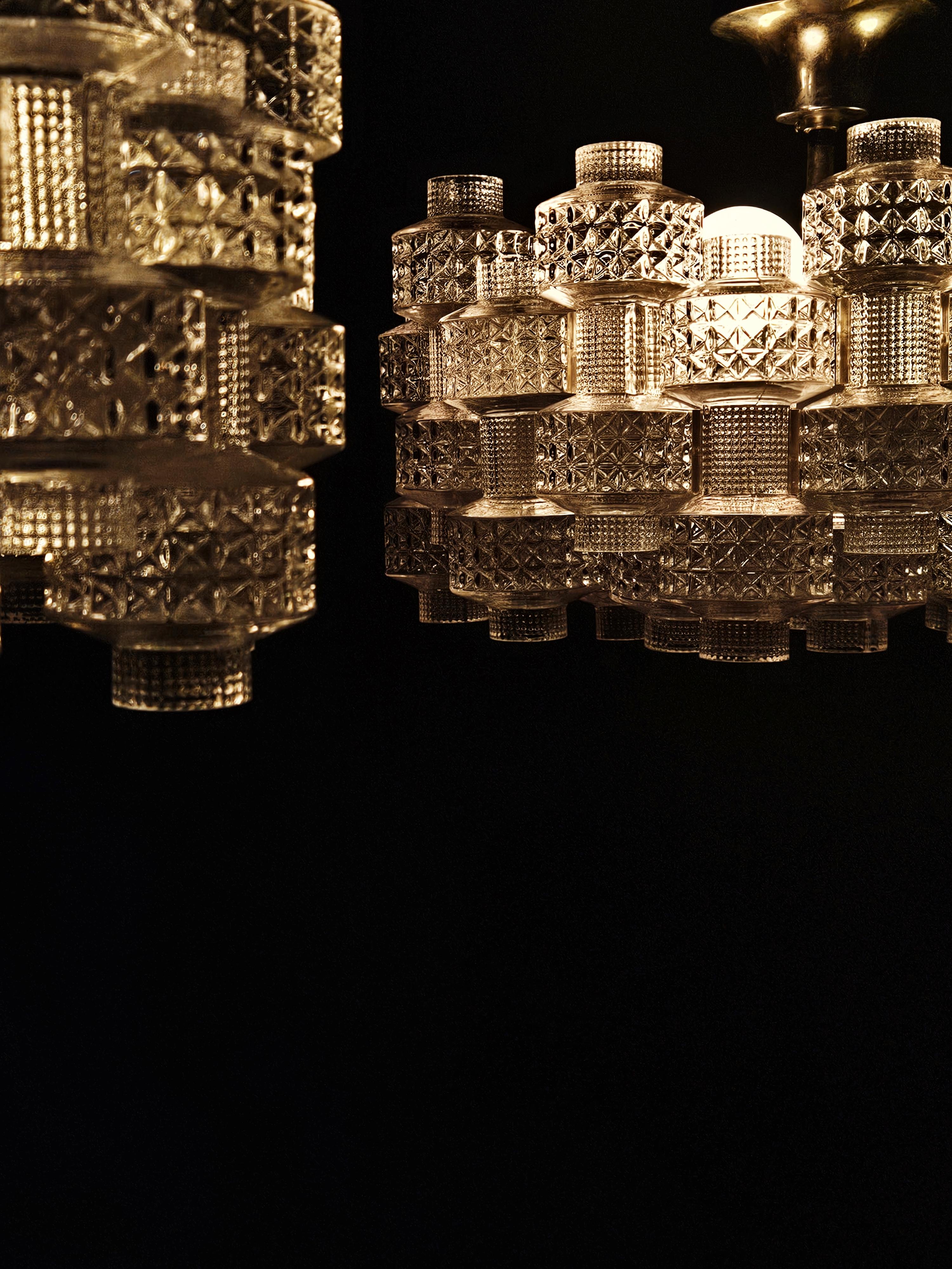 Pair of chandeliers 'Festival' by Gert Nyström for Fagerhult, Sweden, 1970s For Sale 2