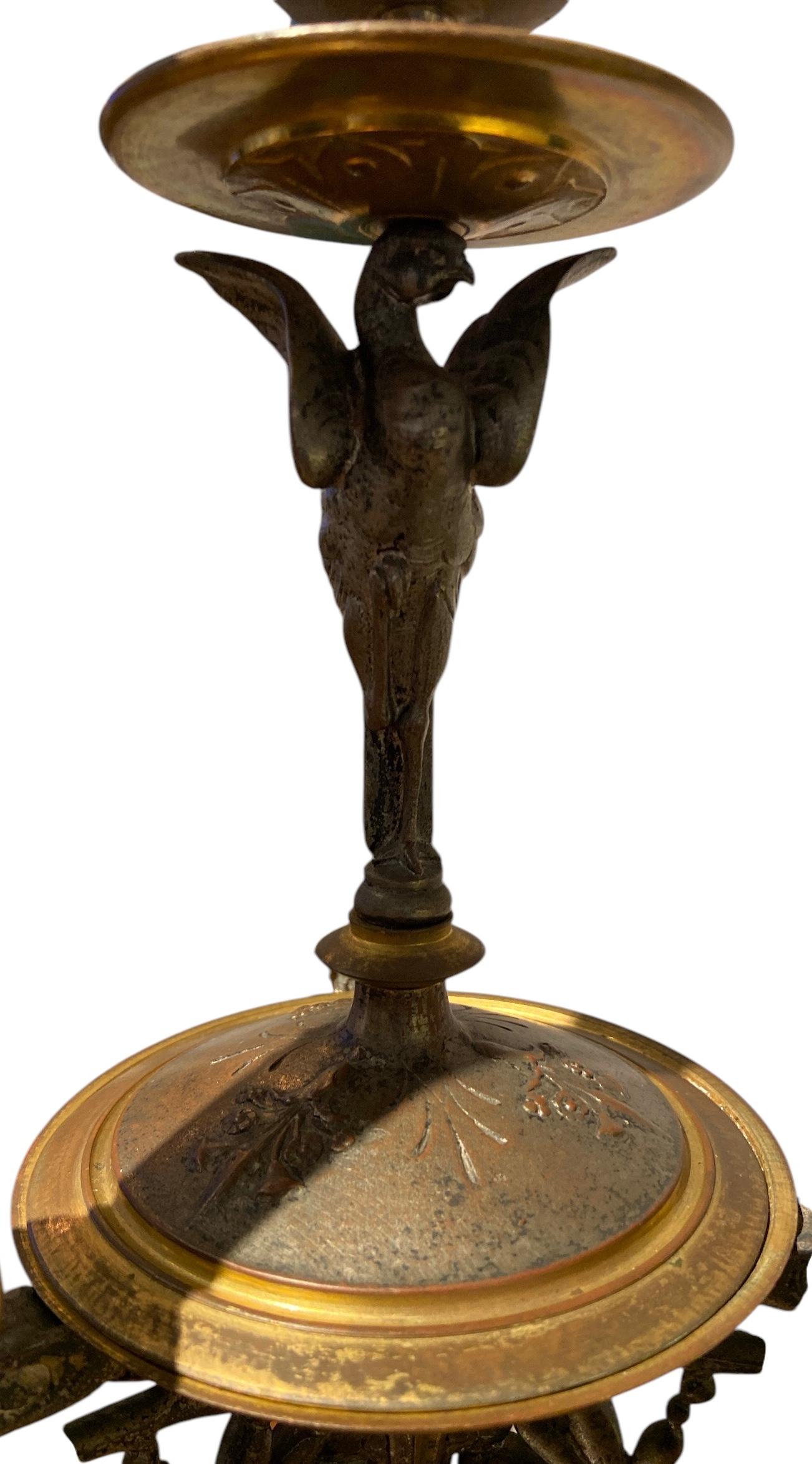 Neoimpero Coppia di lampadari in bronzo in vendita