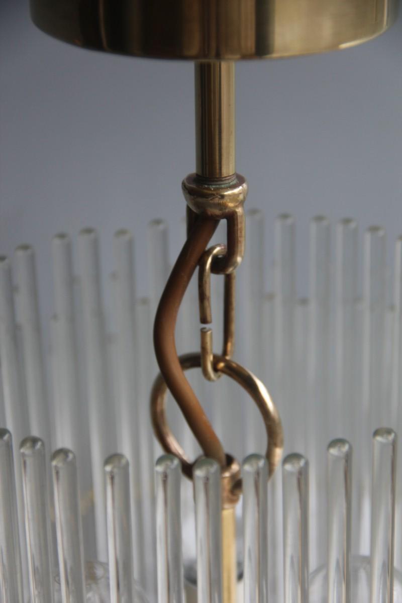 Pair of Chandeliers Minimal Sculpture Sciolari Design, 1970s Gold Brass Round 3