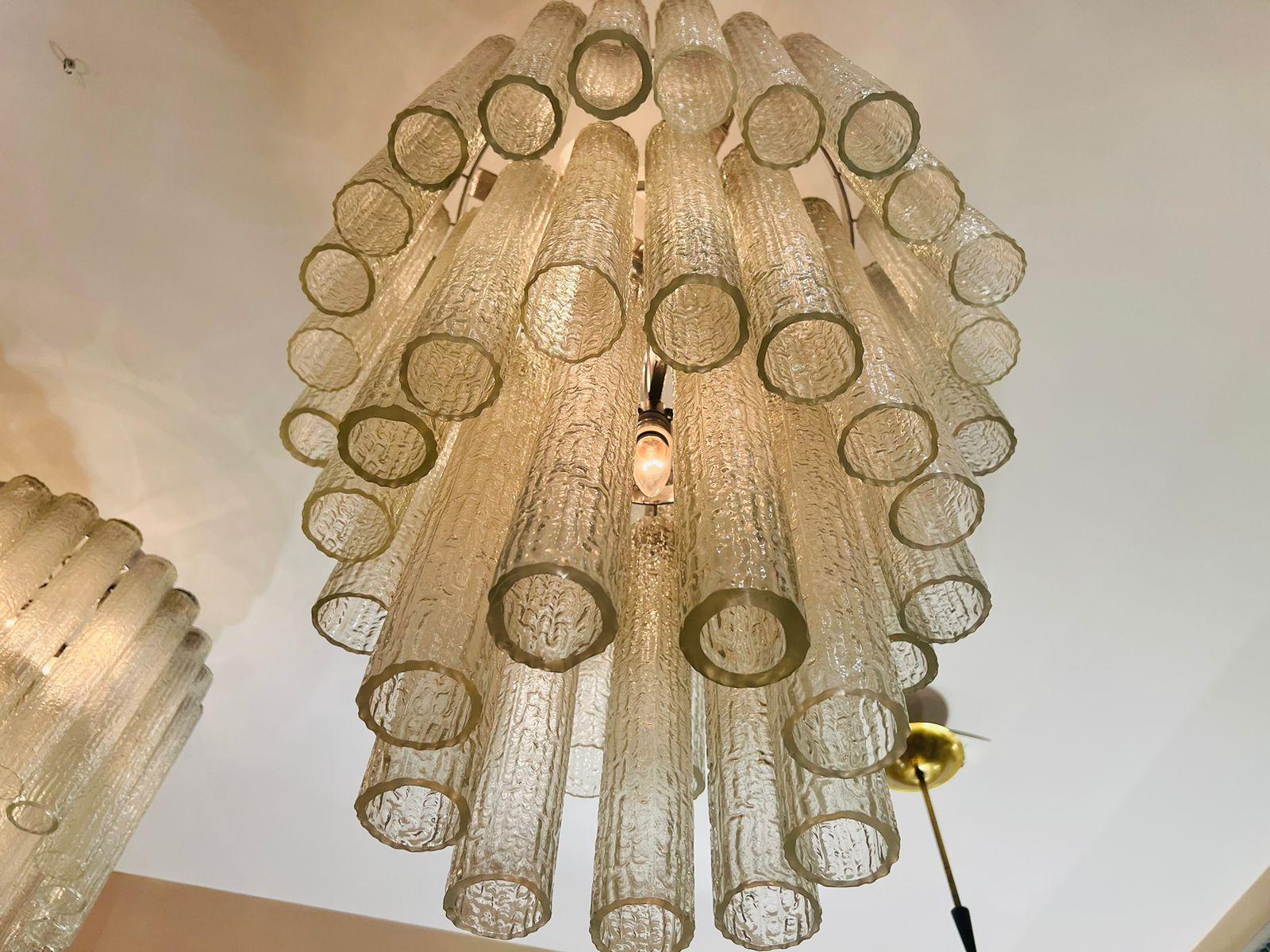 Italian Pair of chandeliers Venini Murano glass circa 1950  For Sale