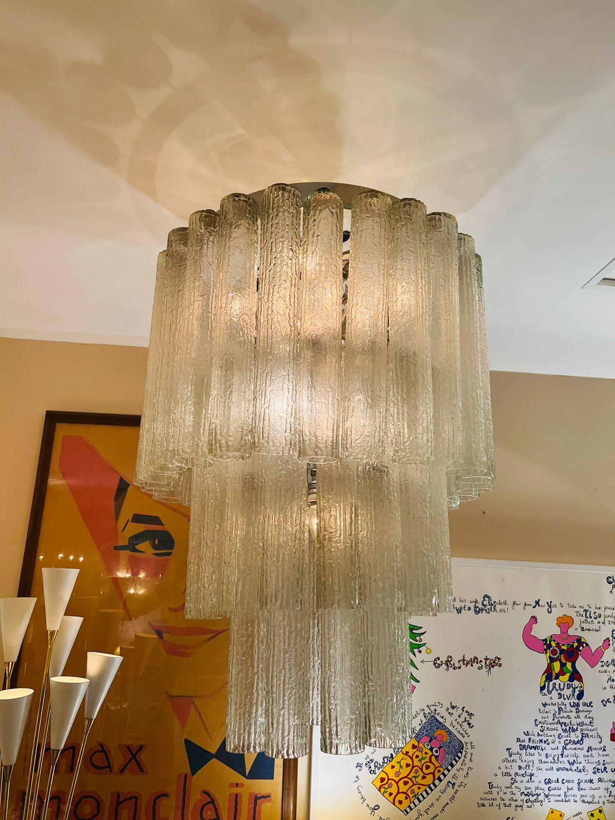 Other Pair of chandeliers Venini Murano glass circa 1950  For Sale