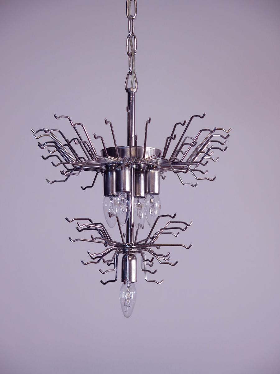 Pair of Chandeliers Venini Style 92 Trasparent Prism Triedri, Murano, 1990 8