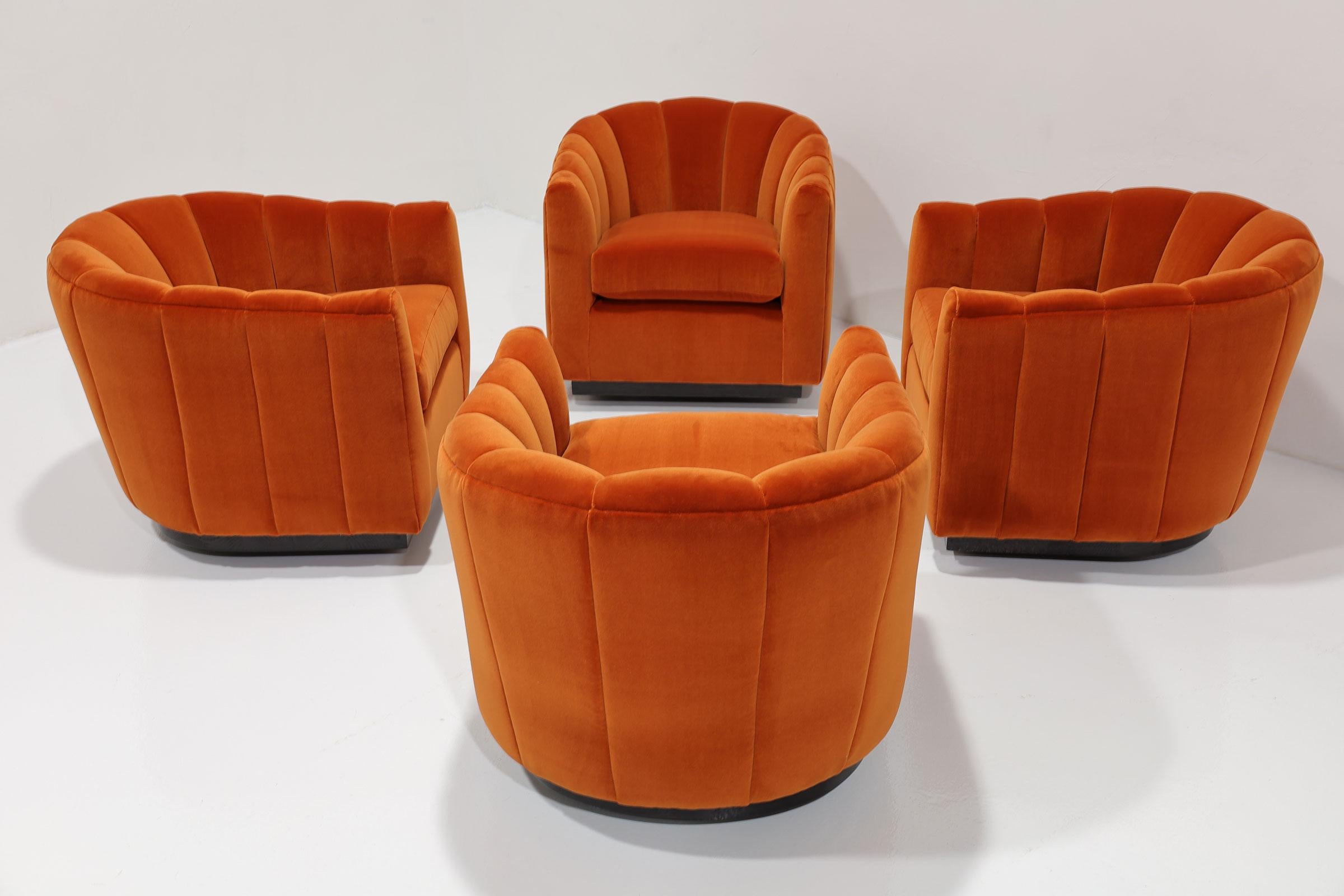 Pair of Channel Back Swivel Chairs, 1970s For Sale 2