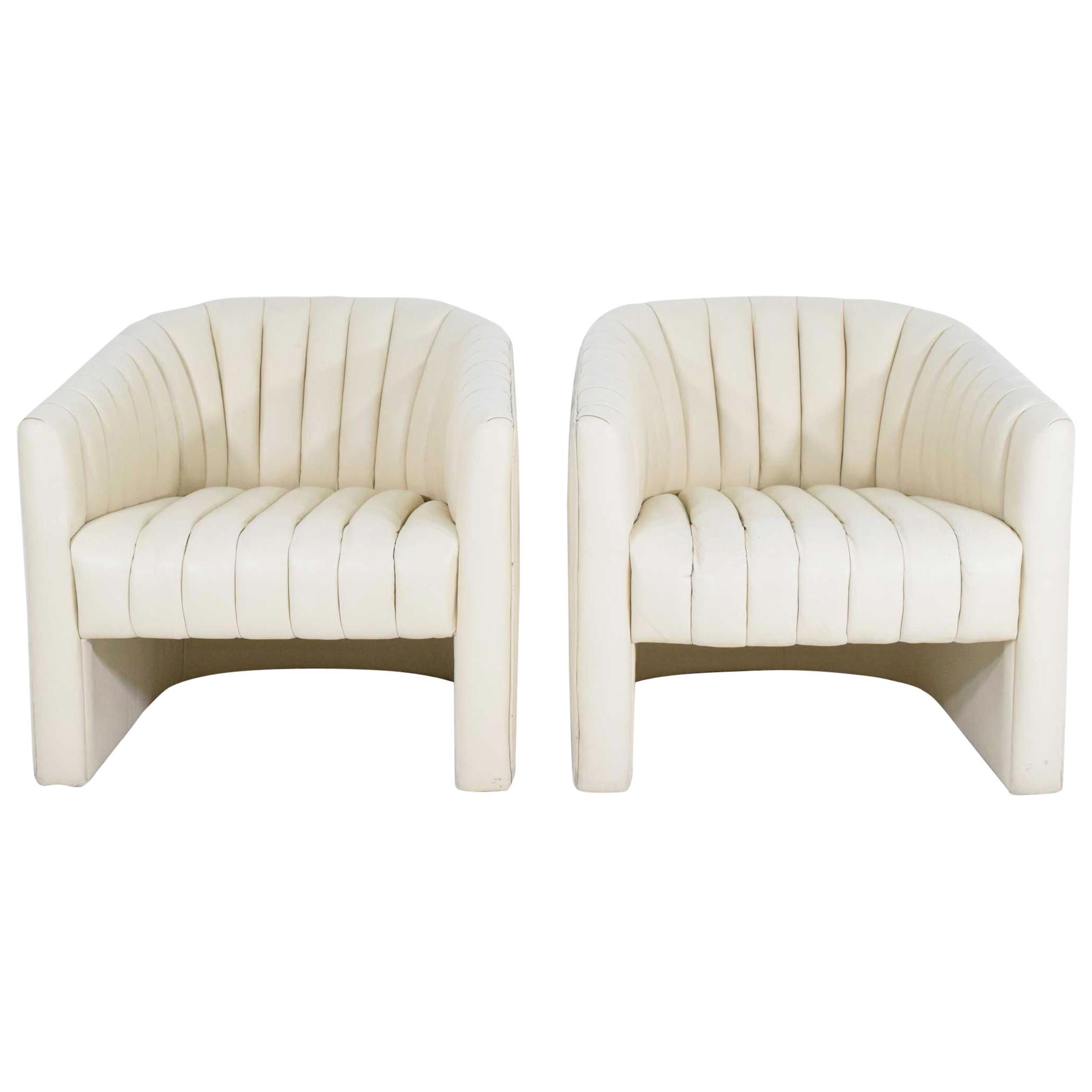 Pair of Channel Tufted Barrel Back Tub Chairs