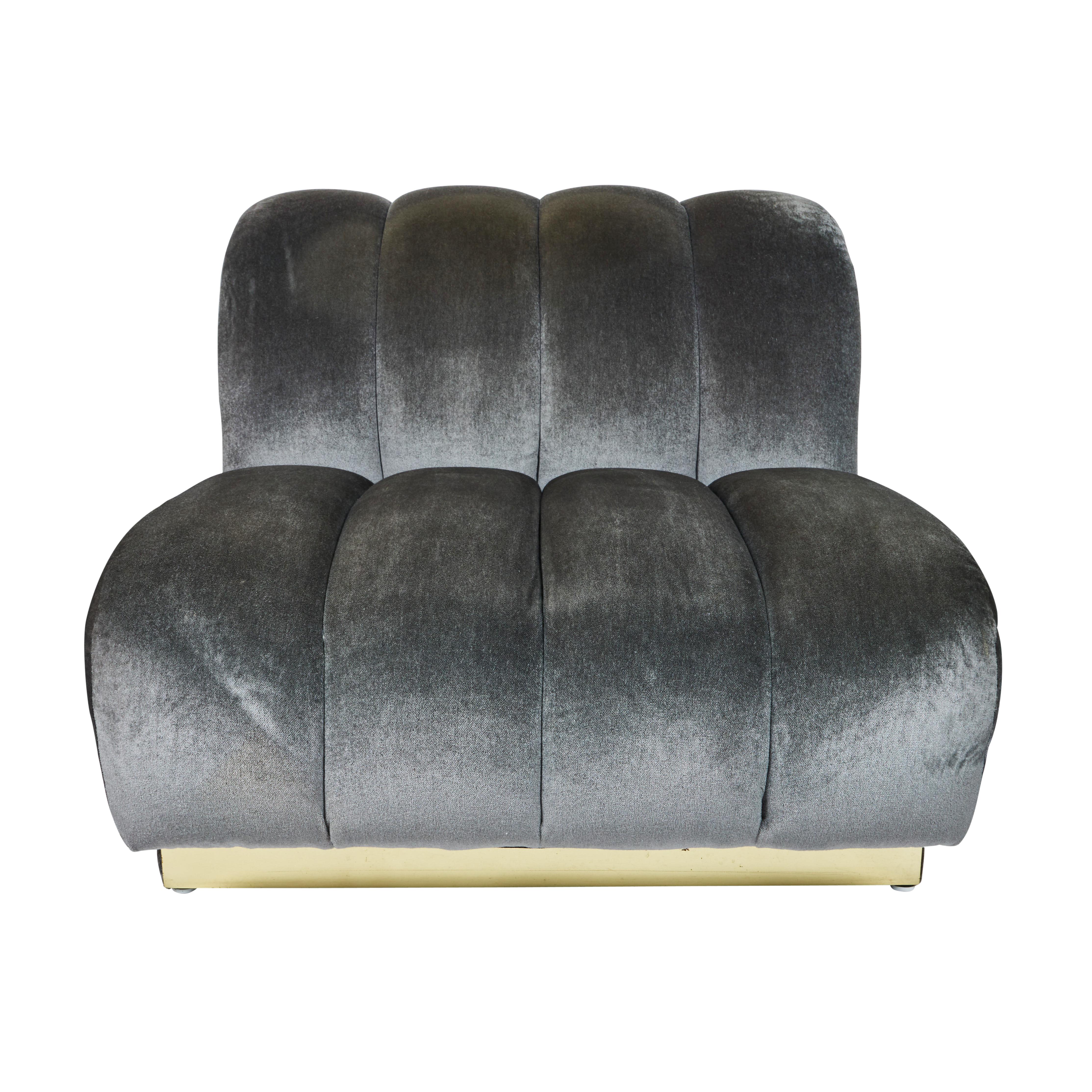 Late 20th Century Pair of Channel Tufted Lounge Chairs by Steve Chase For Sale