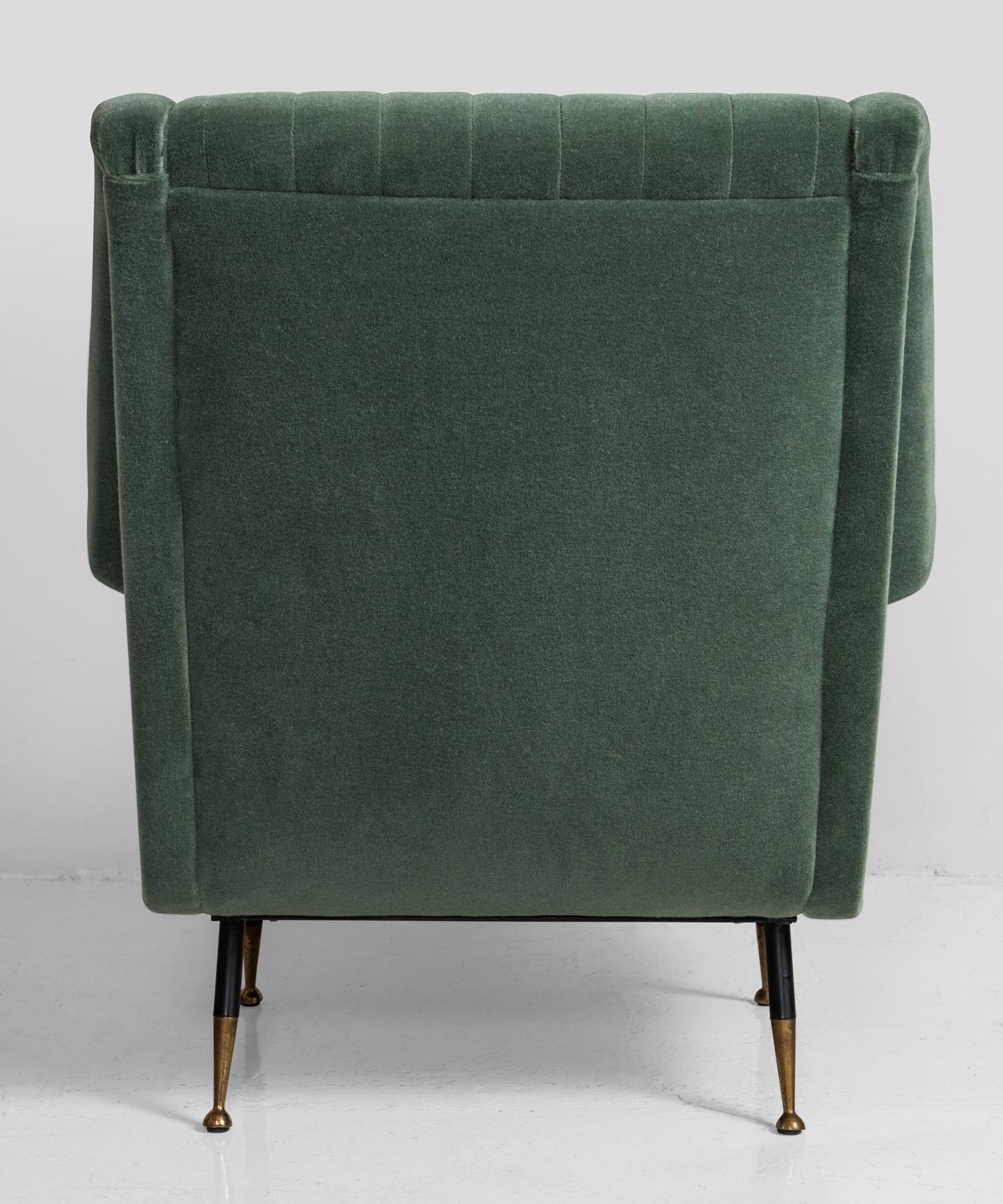 Pair of Channeled Mohair Armchairs In Good Condition In Culver City, CA