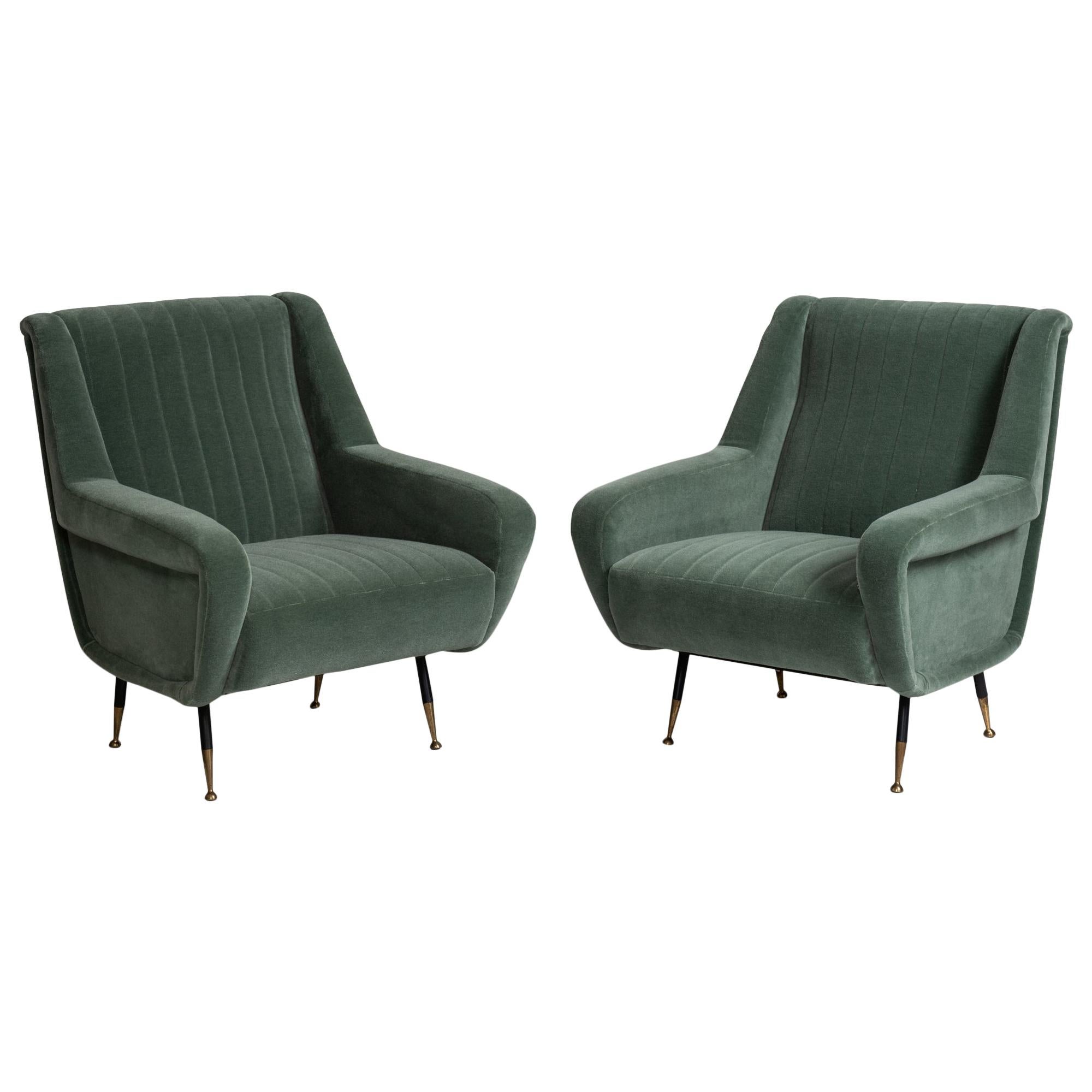 Pair of Channeled Mohair Armchairs